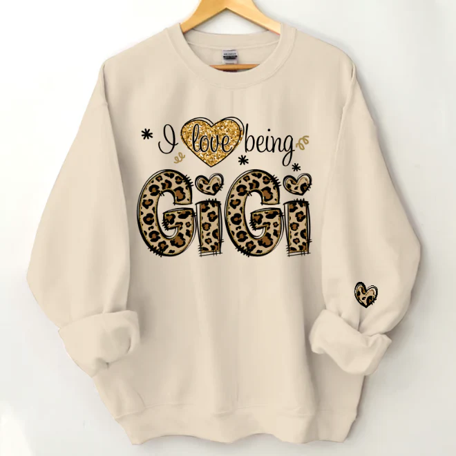 I Love Being Grandma Leopard - Personalized Sweatshirt With Design On Sleeve - Gift For Grandma, Mom, Wife - NH96 - Image 6