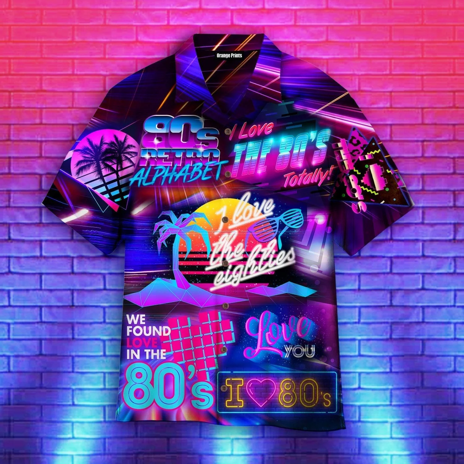 I Love The 80s Neon Music Party Aloha Hawaiian Shirts For Men, Women - Image 2