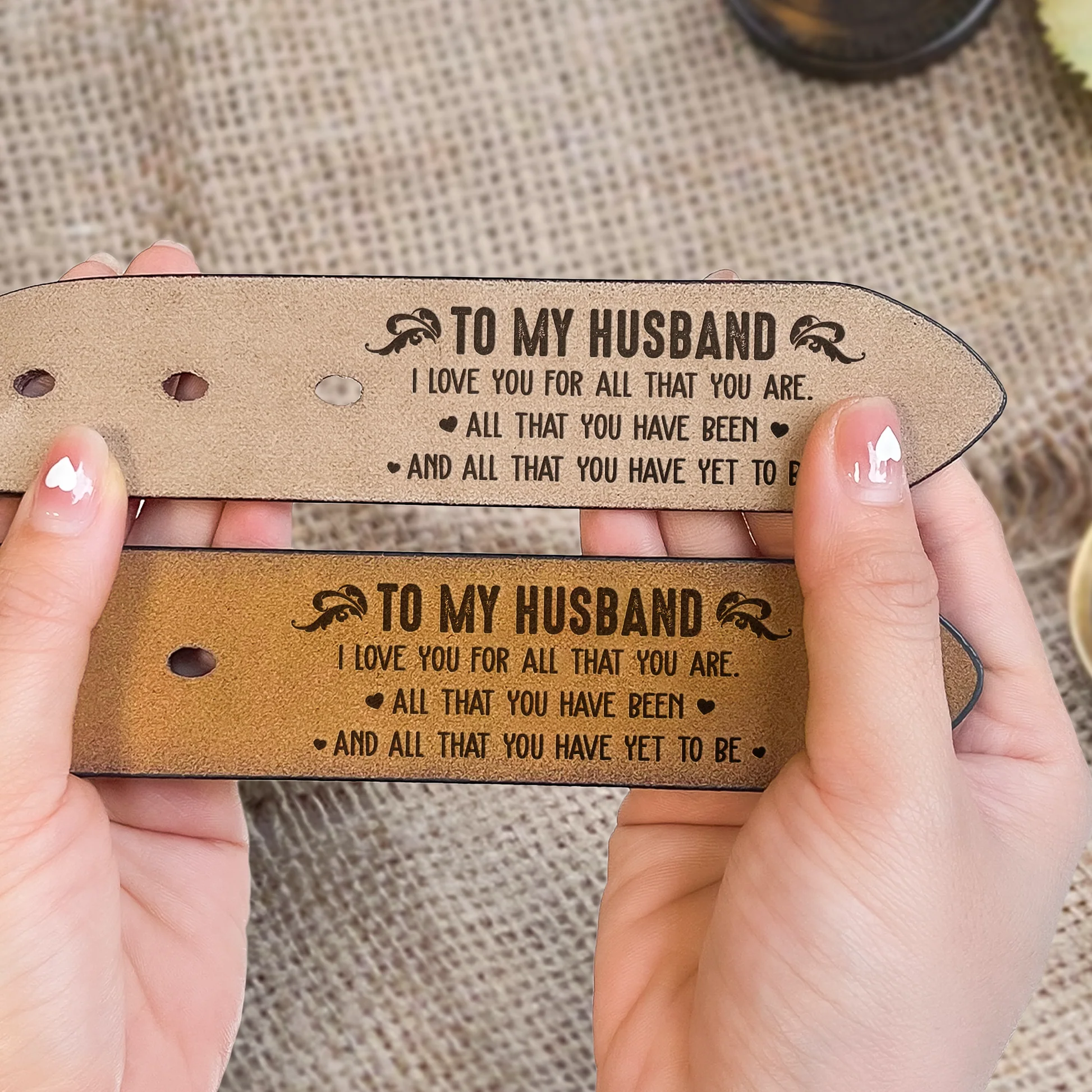 I Love You For All That You Are - Gift For Husband, Boyfriend - Personalized Engraved Leather Belt - Image 3