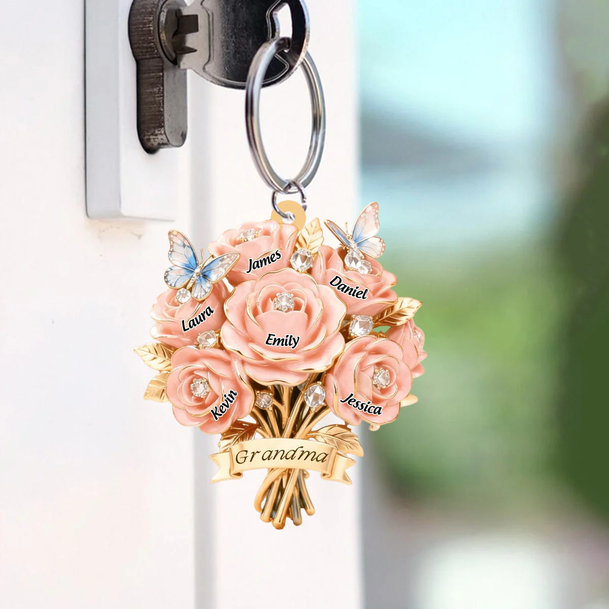 I Love You Mom Floral - Personalized Keychain - Gift For Mom, Grandma HN02 - Image 2