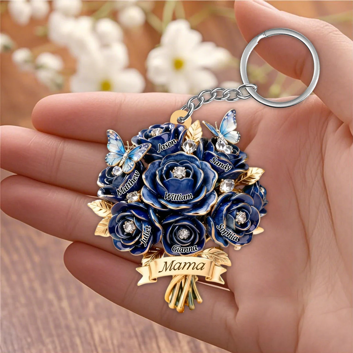 I Love You Mom Floral - Personalized Keychain - Gift For Mom, Grandma HN02 - Image 4