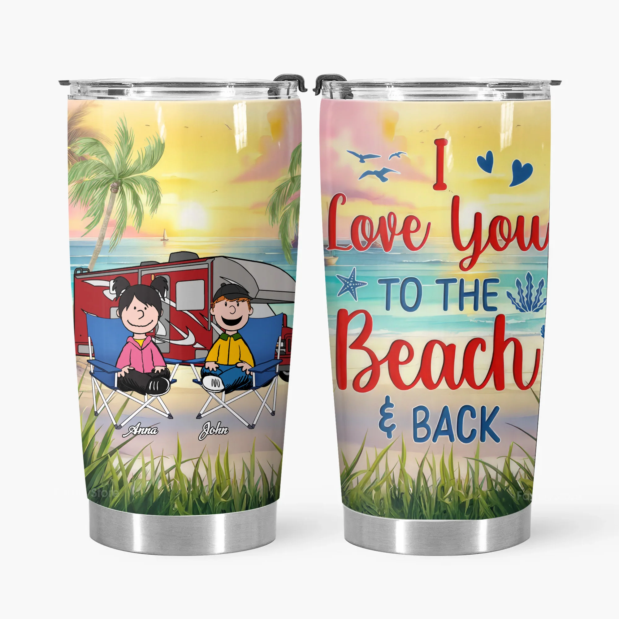 I Love You To The Beach And Back Peanut - Personalized Tumbler - Gift For Camping Couple, Husband Wife | GR11 NH96 - Image 3