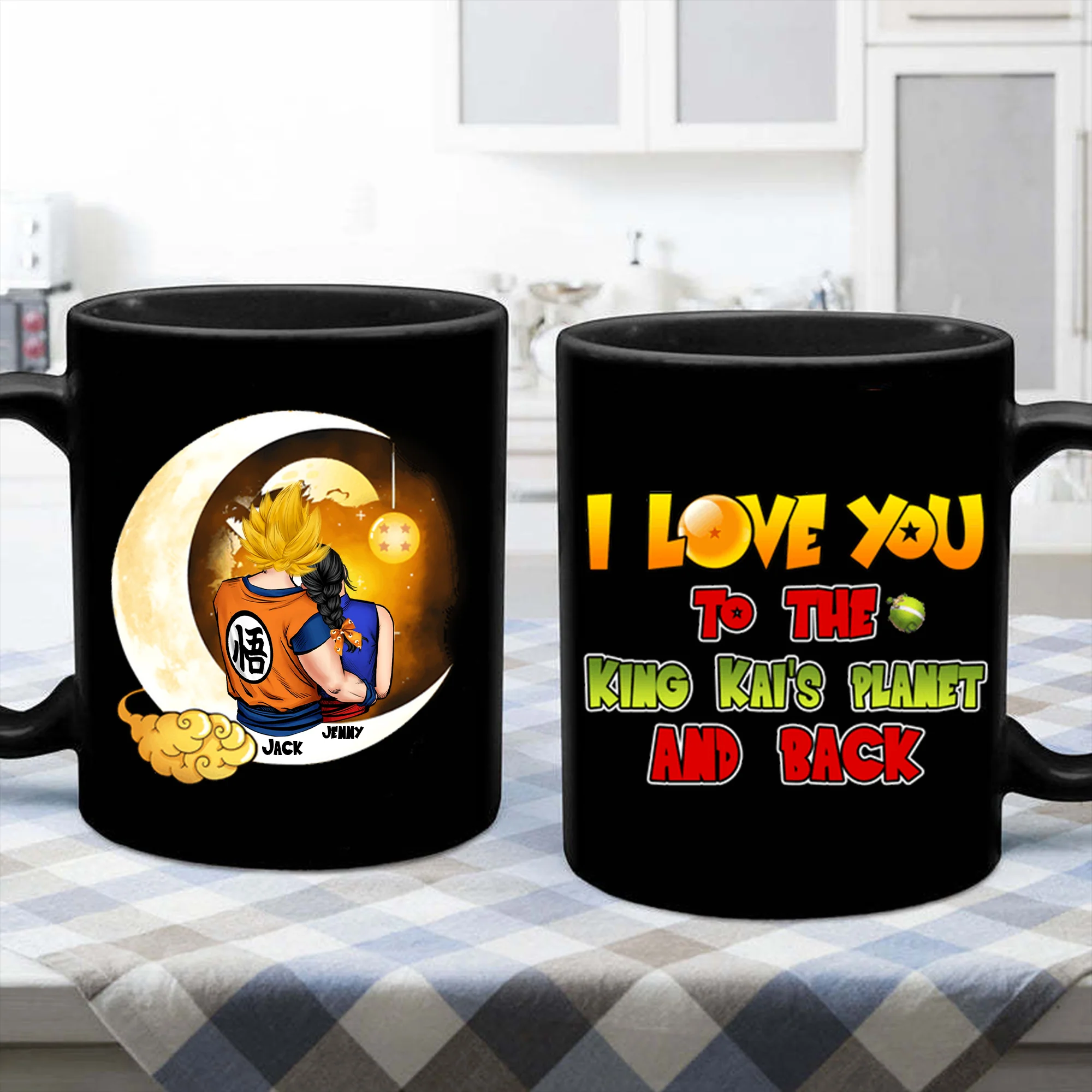 Dragon Ball I Love You, To The King Kai's Planet And Back - Gift For Couple - Personalized Black Mug - CL18 NH96