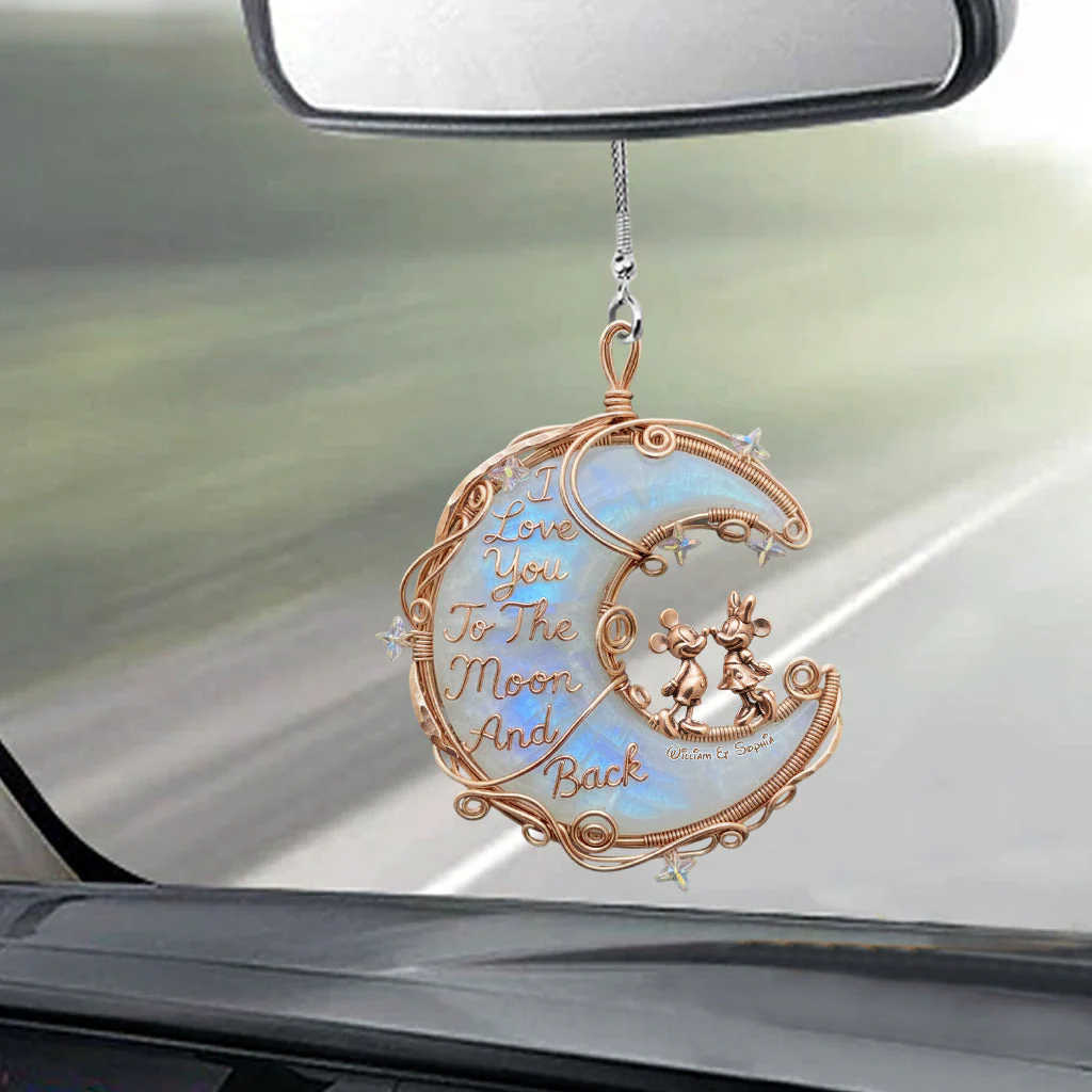I Love You To The Moon And Back - Personalized Acrylic Car Hanger - Gift For Couple, Valentine HH01 - Image 2