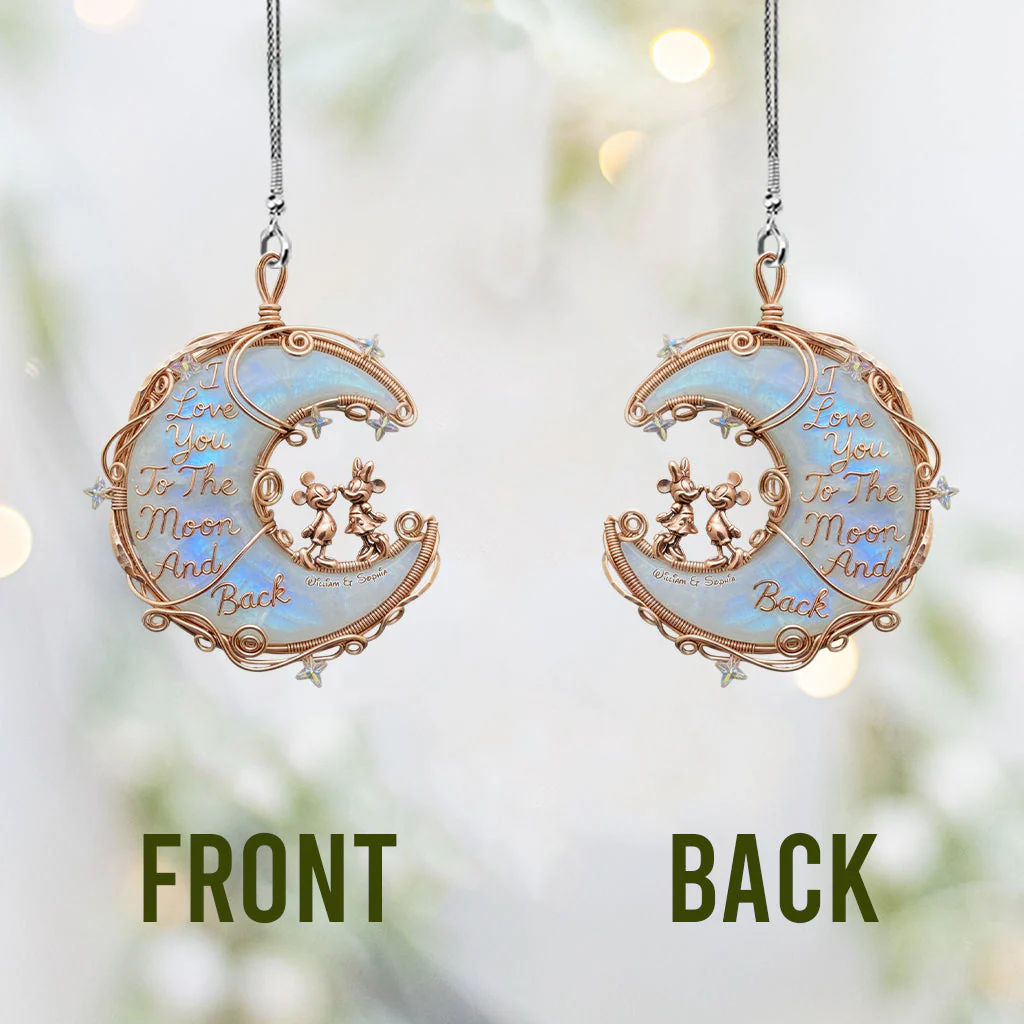 I Love You To The Moon And Back - Personalized Acrylic Car Hanger - Gift For Couple, Valentine HH01 - Image 4