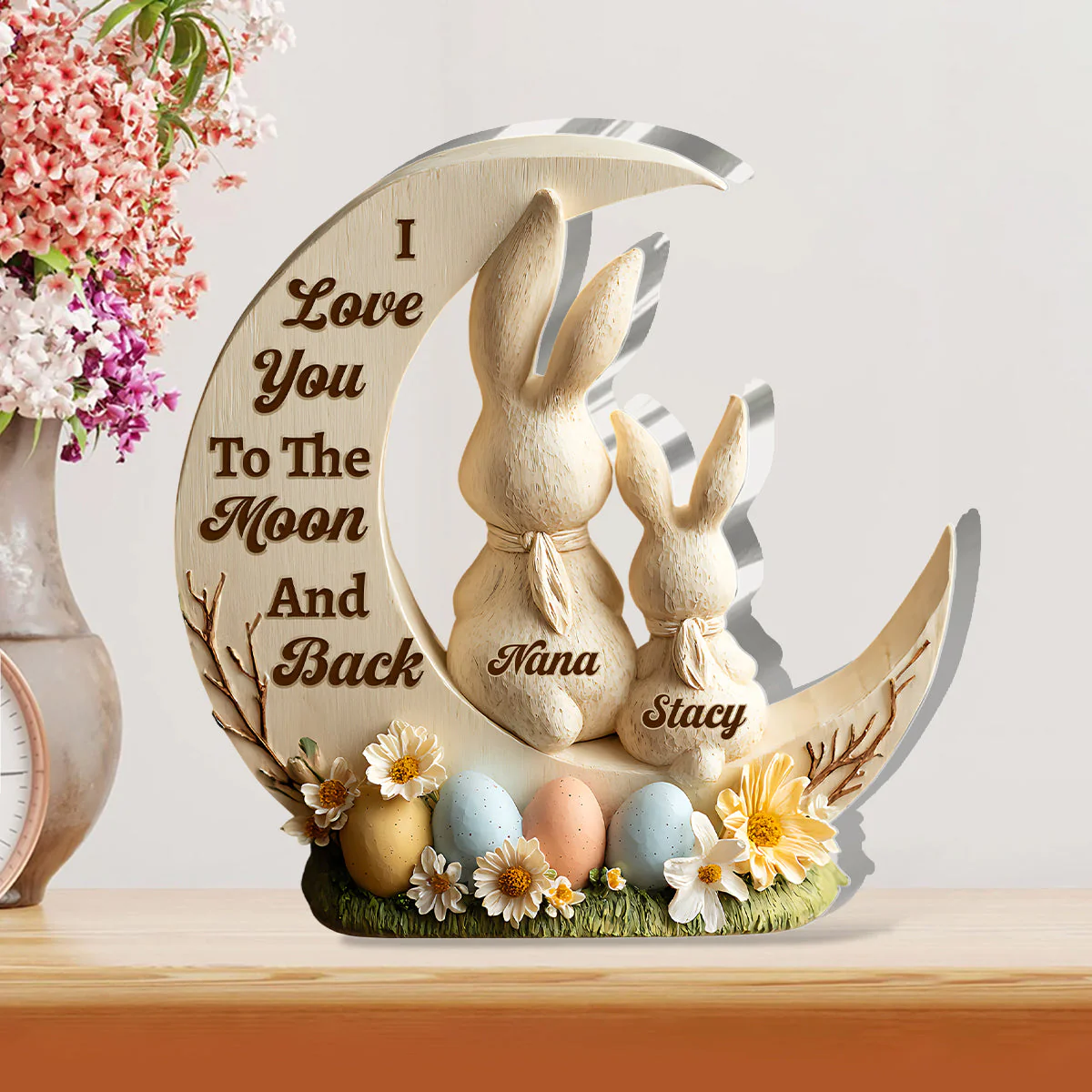 I Love You To The Moon And Back - Personalized Custom Shaped Acrylic Plaque - Christian Gift For Mom And Kids BA01 - Image 2