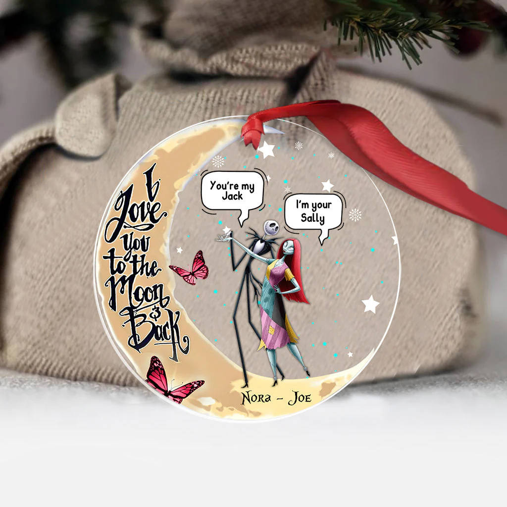 I Love You To The Moon And Back Skeleton Couple - Personalized Acrylic Ornament - Gift For Couples NL122