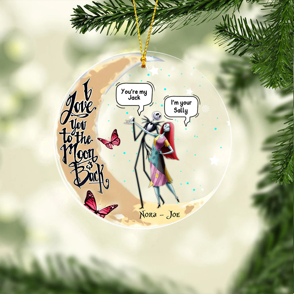 I Love You To The Moon And Back Skeleton Couple - Personalized Acrylic Ornament - Gift For Couples NL122 - Image 3