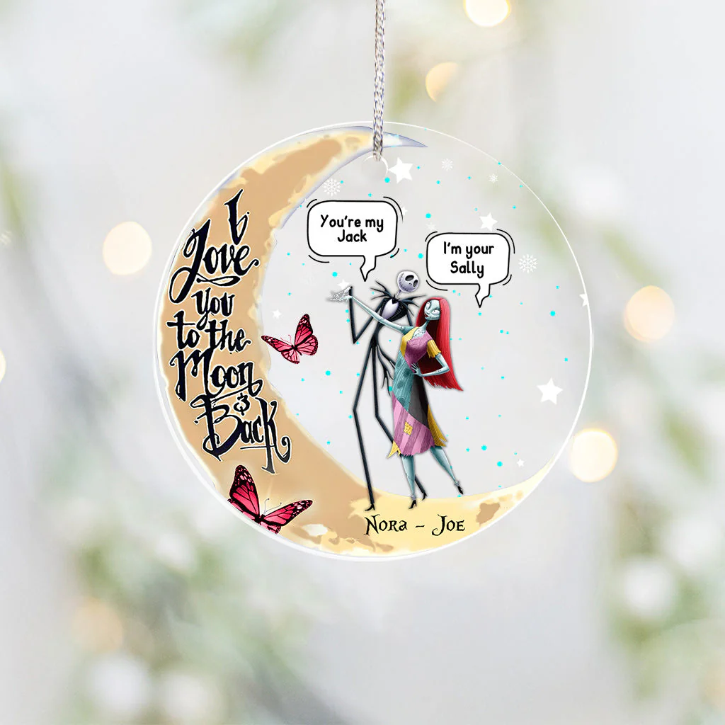 I Love You To The Moon And Back Skeleton Couple - Personalized Acrylic Ornament - Gift For Couples NL122 - Image 4