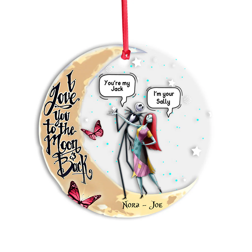 I Love You To The Moon And Back Skeleton Couple - Personalized Acrylic Ornament - Gift For Couples NL122 - Image 5