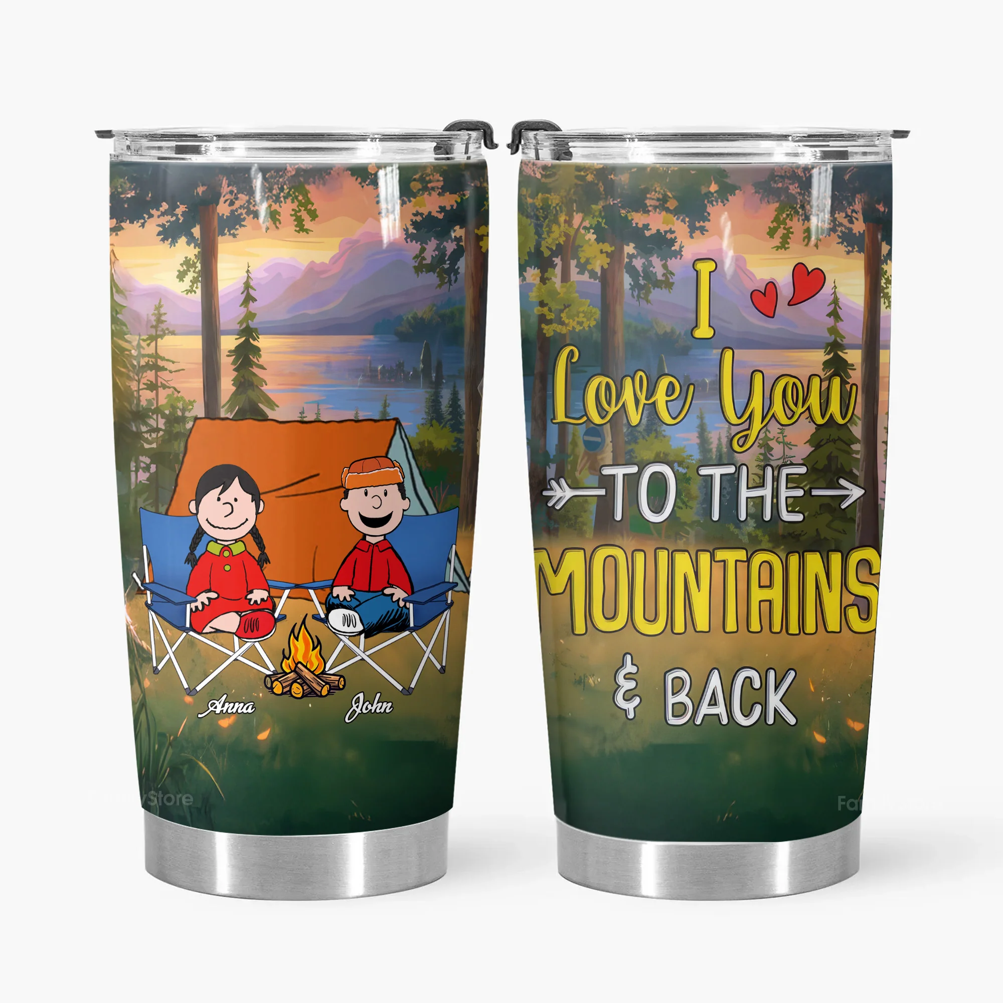 I Love You To The Mountains And Back - Personalized Tumbler - Gift For Camping Couple, Husband Wife | GR11 NH96 - Image 3