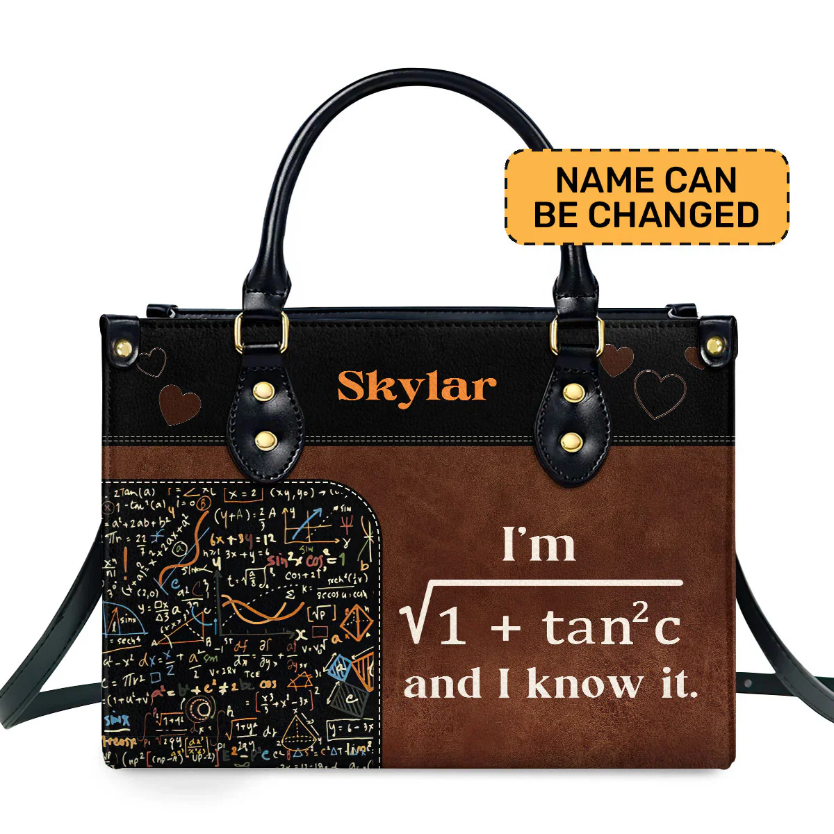 I’m Sexy And I Know It Tote - Personalized Leather Handbag - Gift For Black Women, Teachers or Math Lovers | HD95