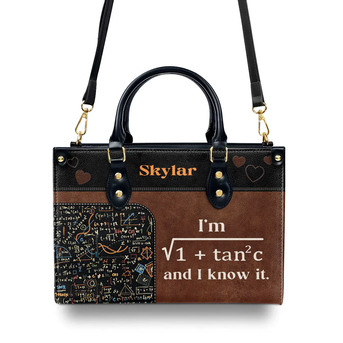 I’m Sexy And I Know It Tote - Personalized Leather Handbag - Gift For Black Women, Teachers or Math Lovers | HD95 - Image 2