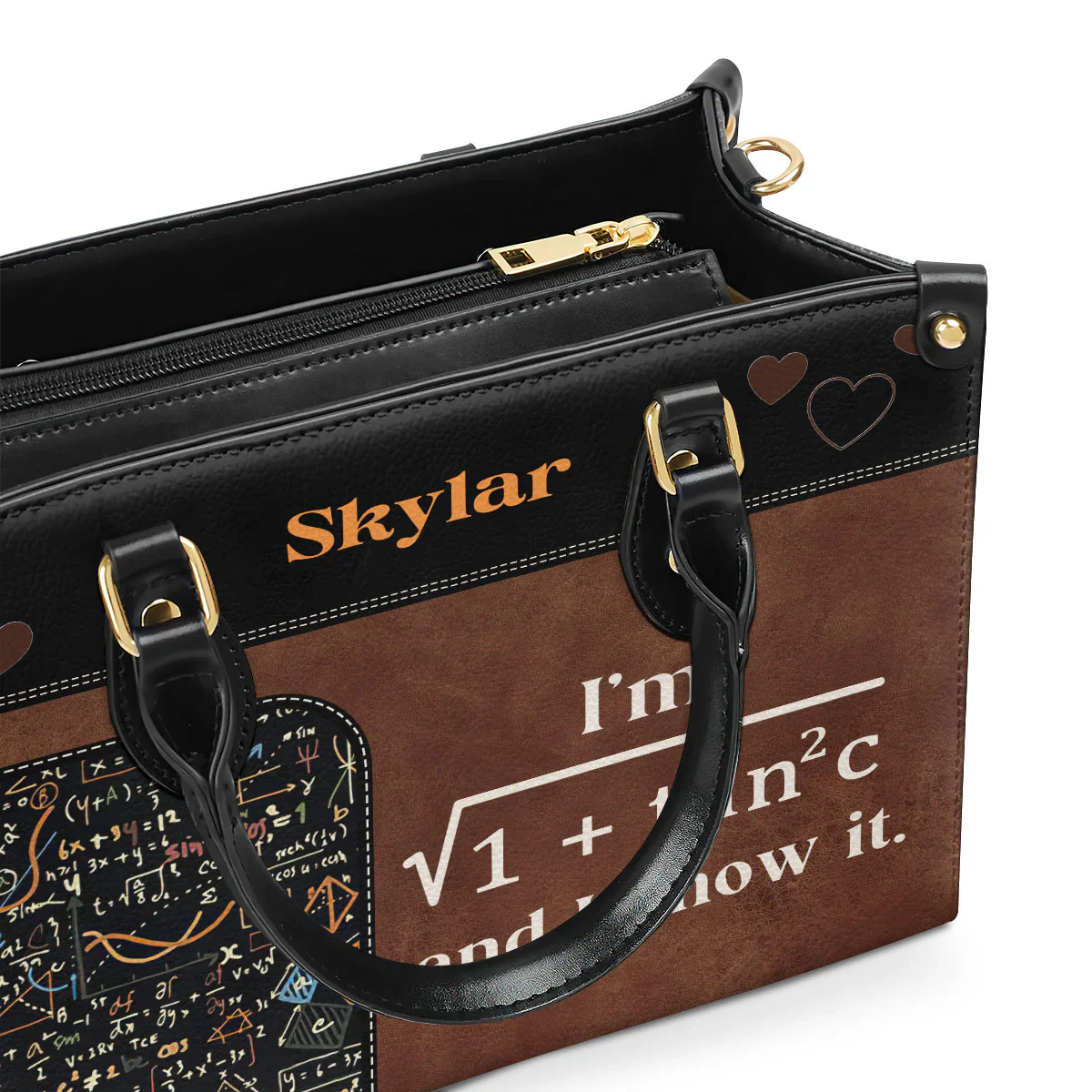 I’m Sexy And I Know It Tote - Personalized Leather Handbag - Gift For Black Women, Teachers or Math Lovers | HD95 - Image 5