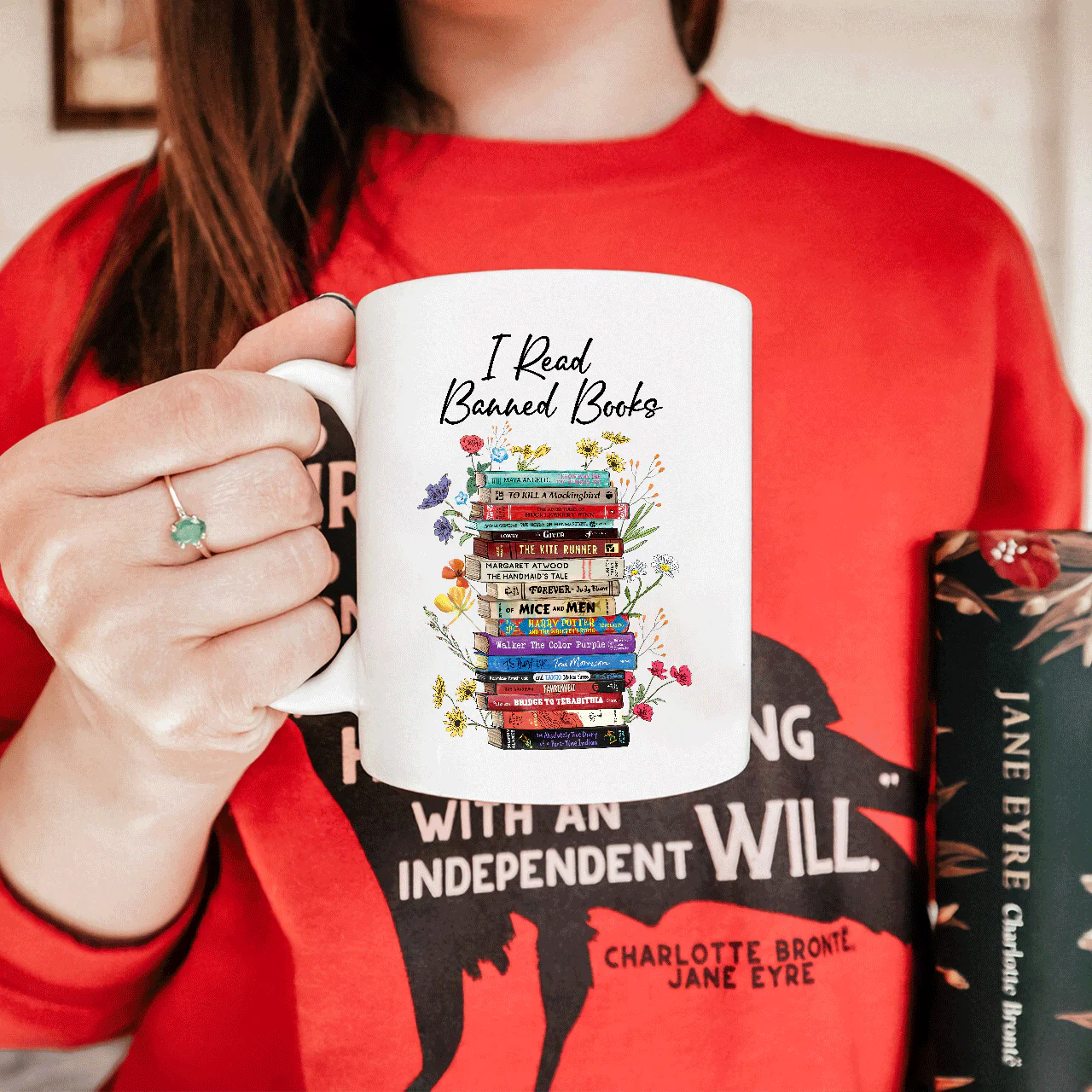 I Read Banned Books Flowers Book Lover Gift Mug - Image 6