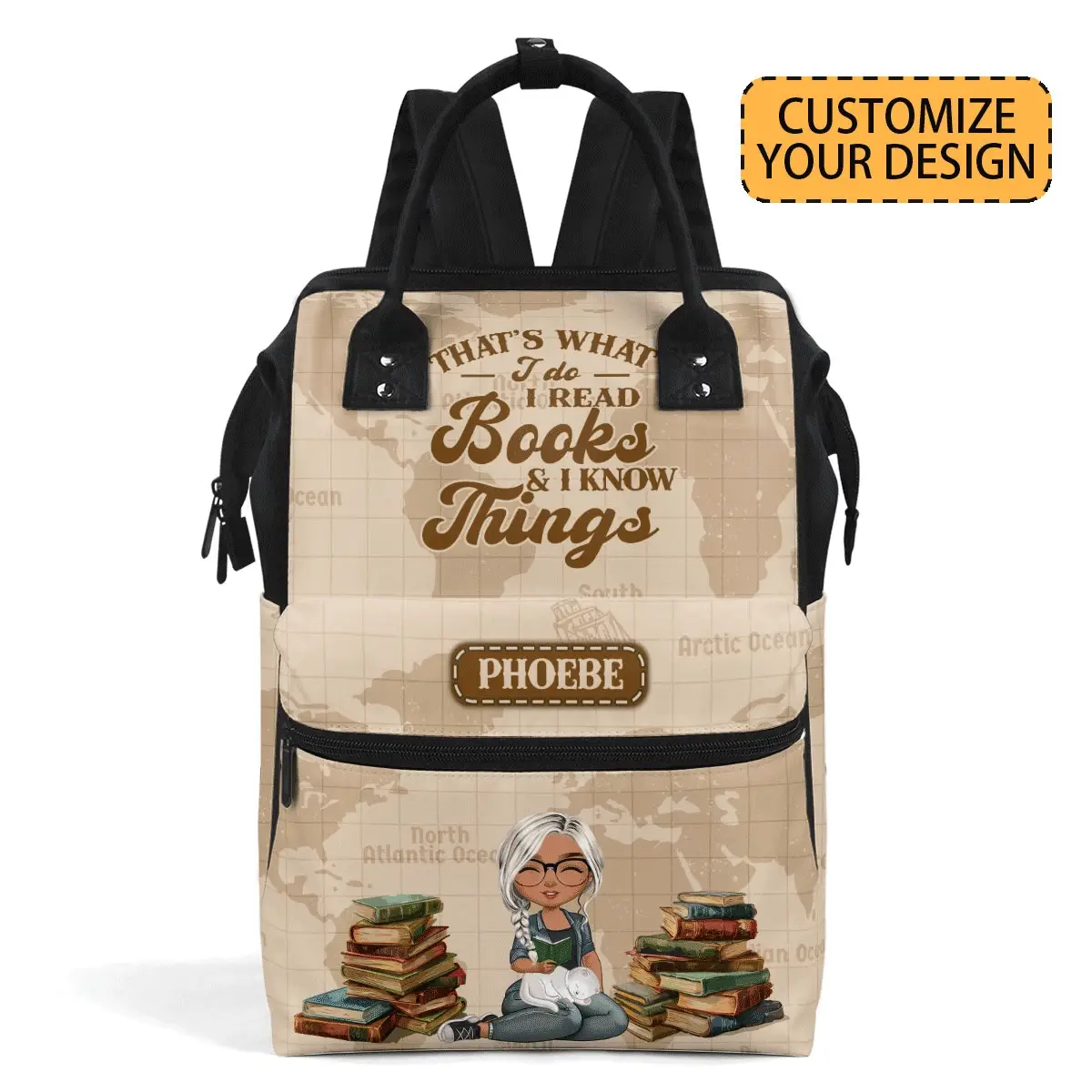 I Read Books & I Know Things - Personalized Duckbilled Backpack - Gift For Book Lovers, Readers, Women | CLTC04 HH01