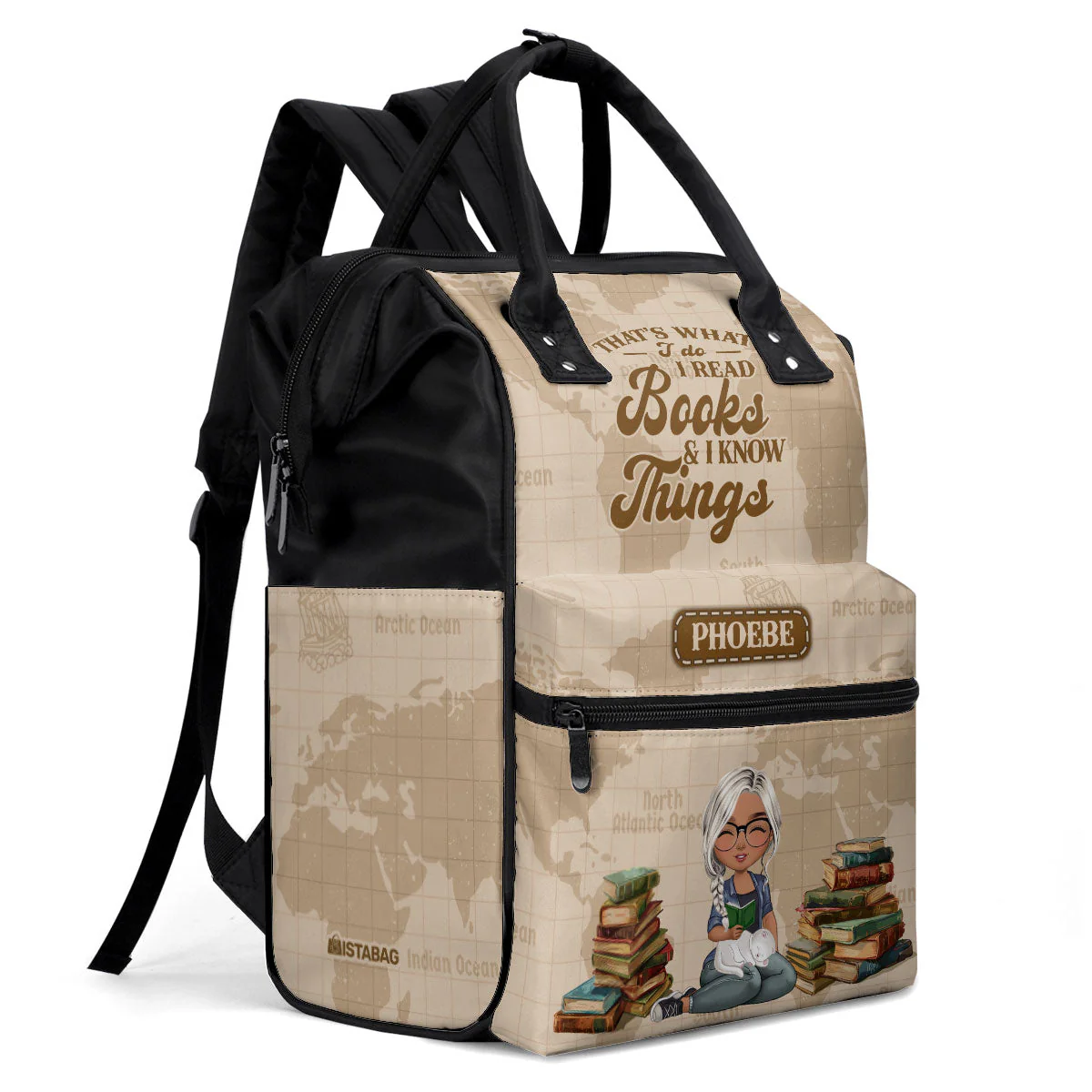 I Read Books & I Know Things - Personalized Duckbilled Backpack - Gift For Book Lovers, Readers, Women | CLTC04 HH01 - Image 2