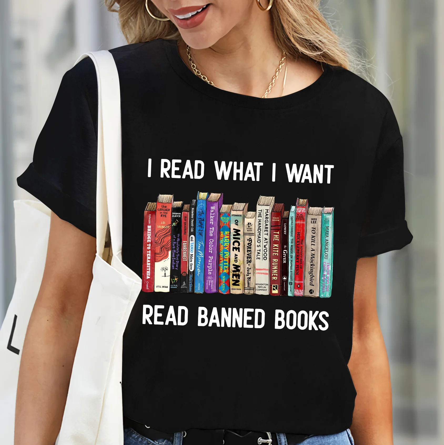 I Read What I Want Read Banned Books Book Lover Gift T-Shirt - Image 4