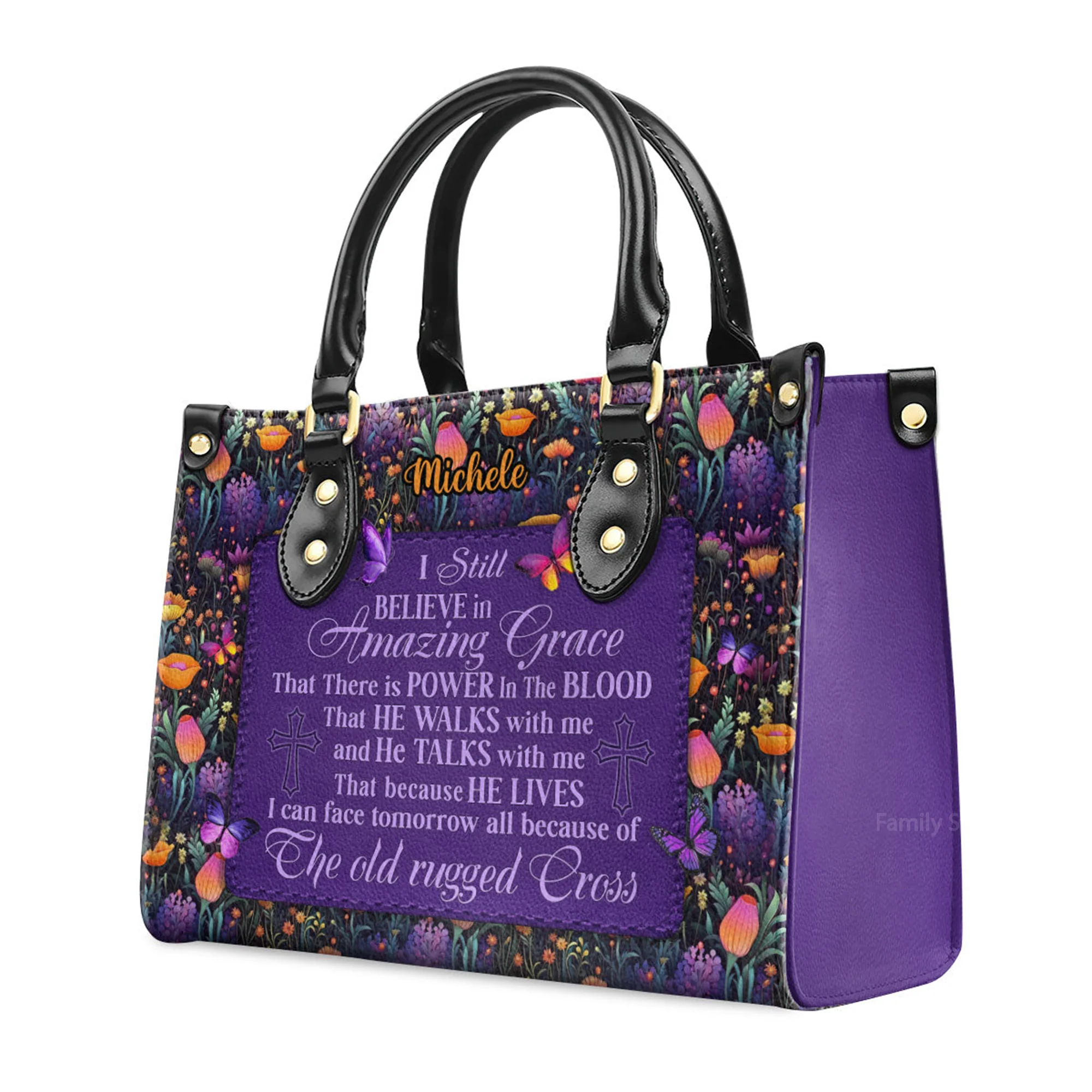 I Still Believe In Amazing Grace - Scripture Gifts For Women Of God - Personalized Leather Handbag With Handle - AT4081216 - Image 3