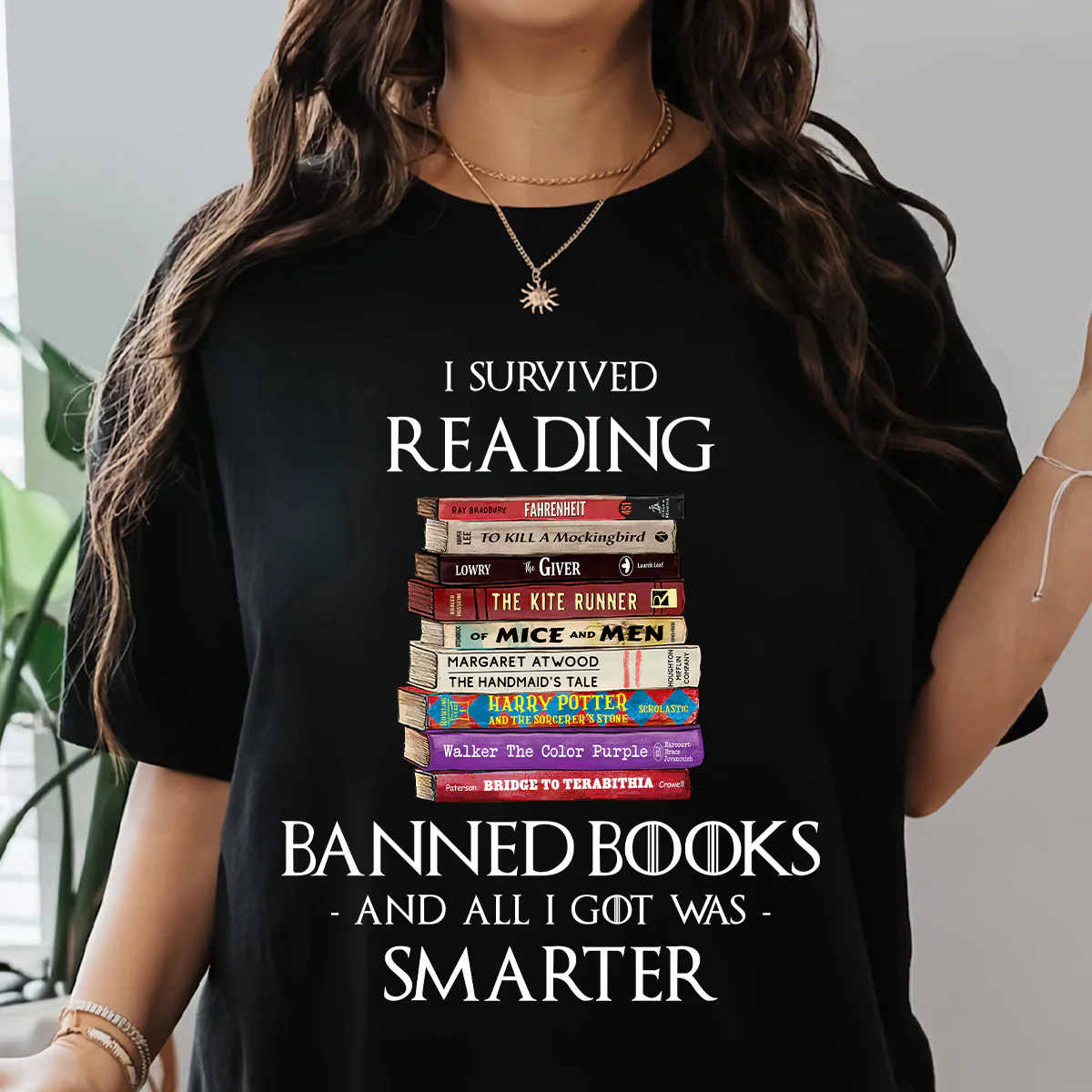 I Survived Reading Banned Books And All I Got Was Smarter Book Lover Gift T-Shirt - Image 3