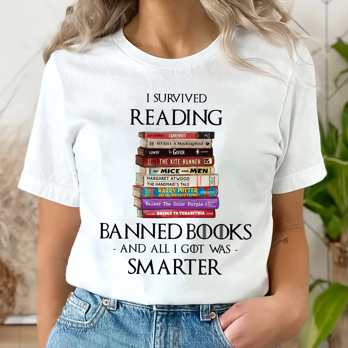 I Survived Reading Banned Books And All I Got Was Smarter Book Lover Gift T-Shirt - Image 4