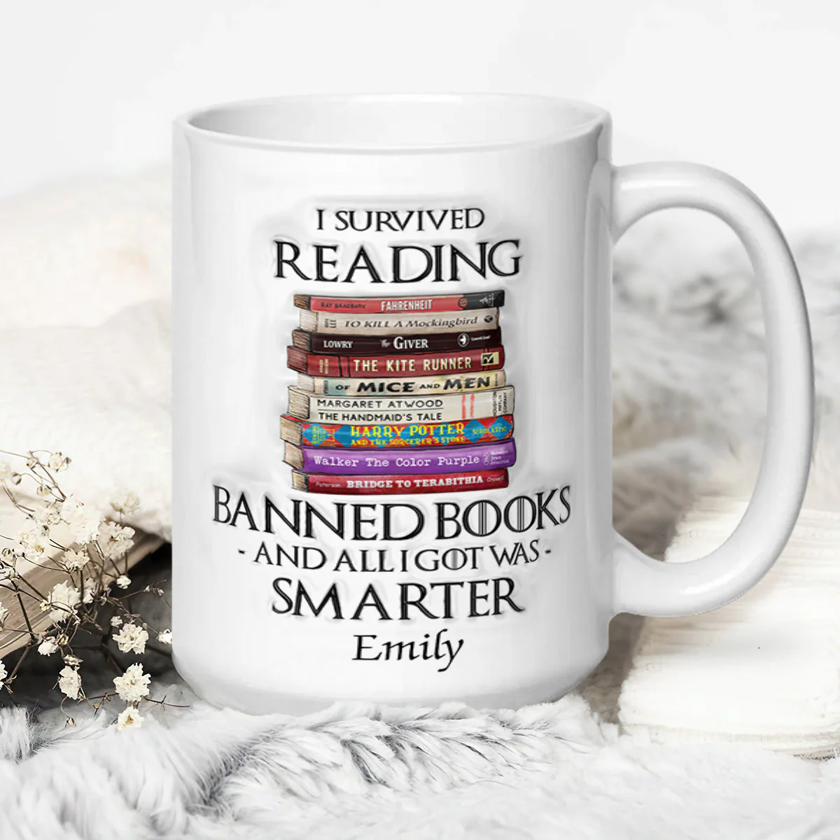 I Survived Reading Banned Books And All I Got Was Smarter - Personalized Ceramic Coffee Mug - Image 4