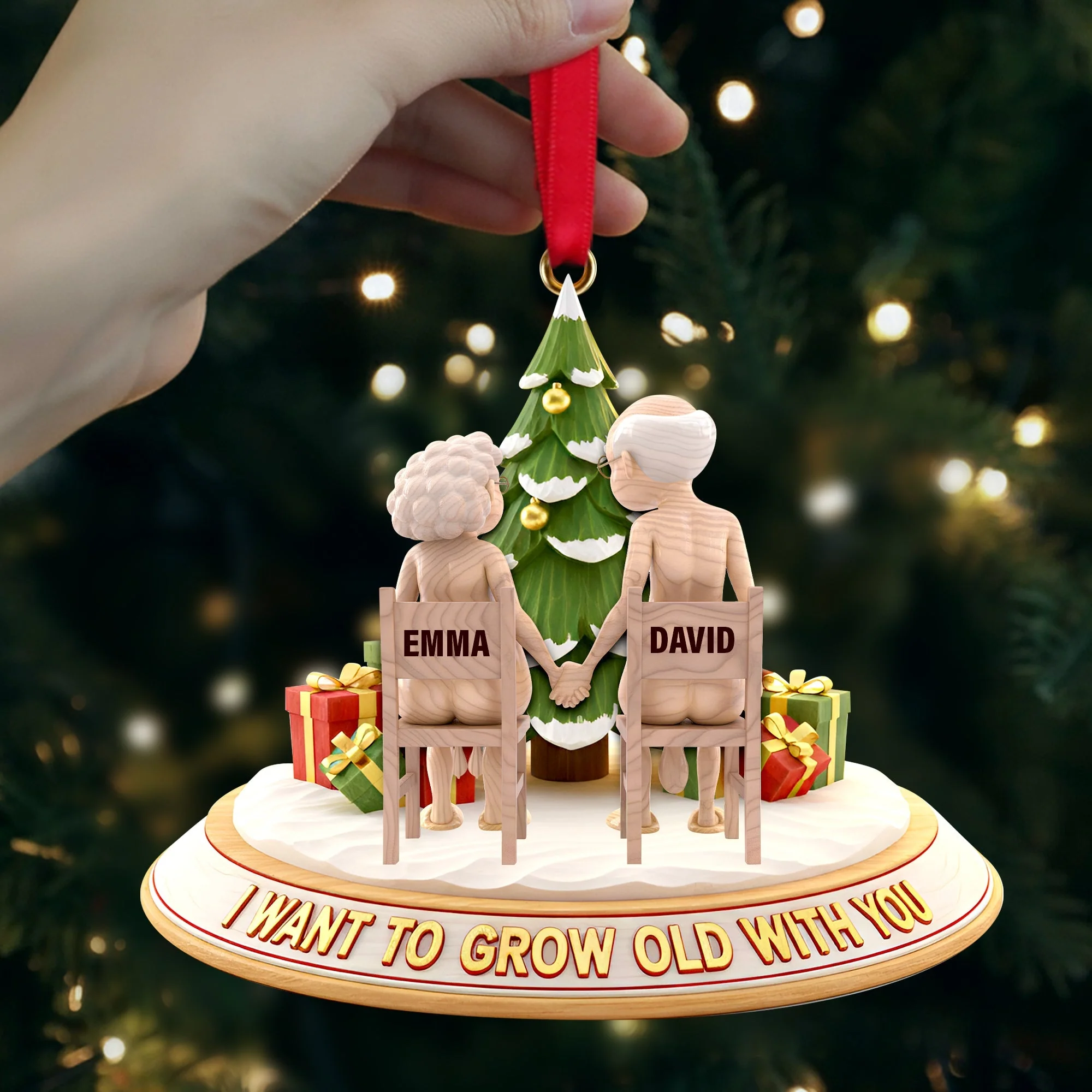 I Want To Grow With You - Personalized Acrylic Ornament - Christmas Gift For Old Couples NL122