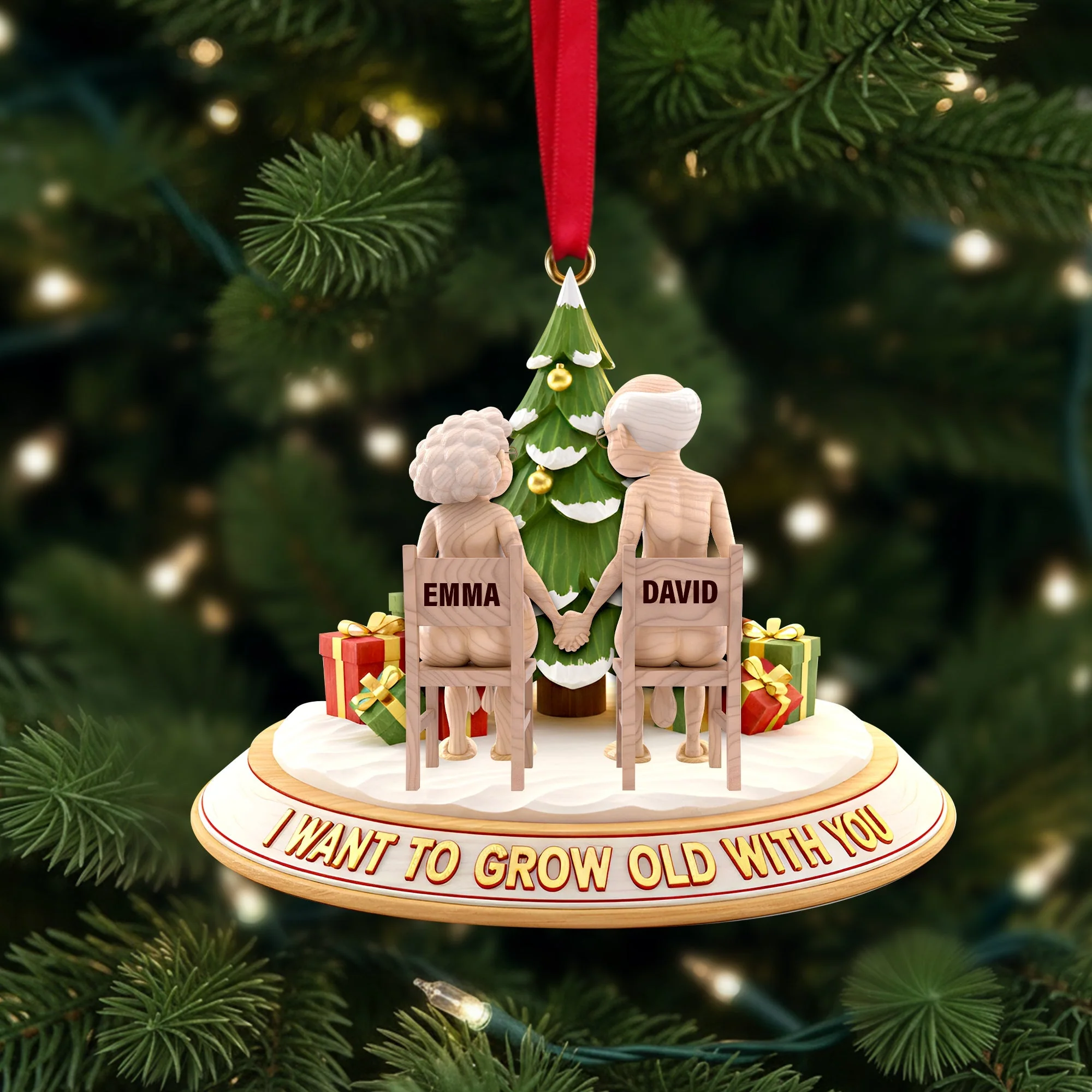 I Want To Grow With You - Personalized Acrylic Ornament - Christmas Gift For Old Couples NL122 - Image 2