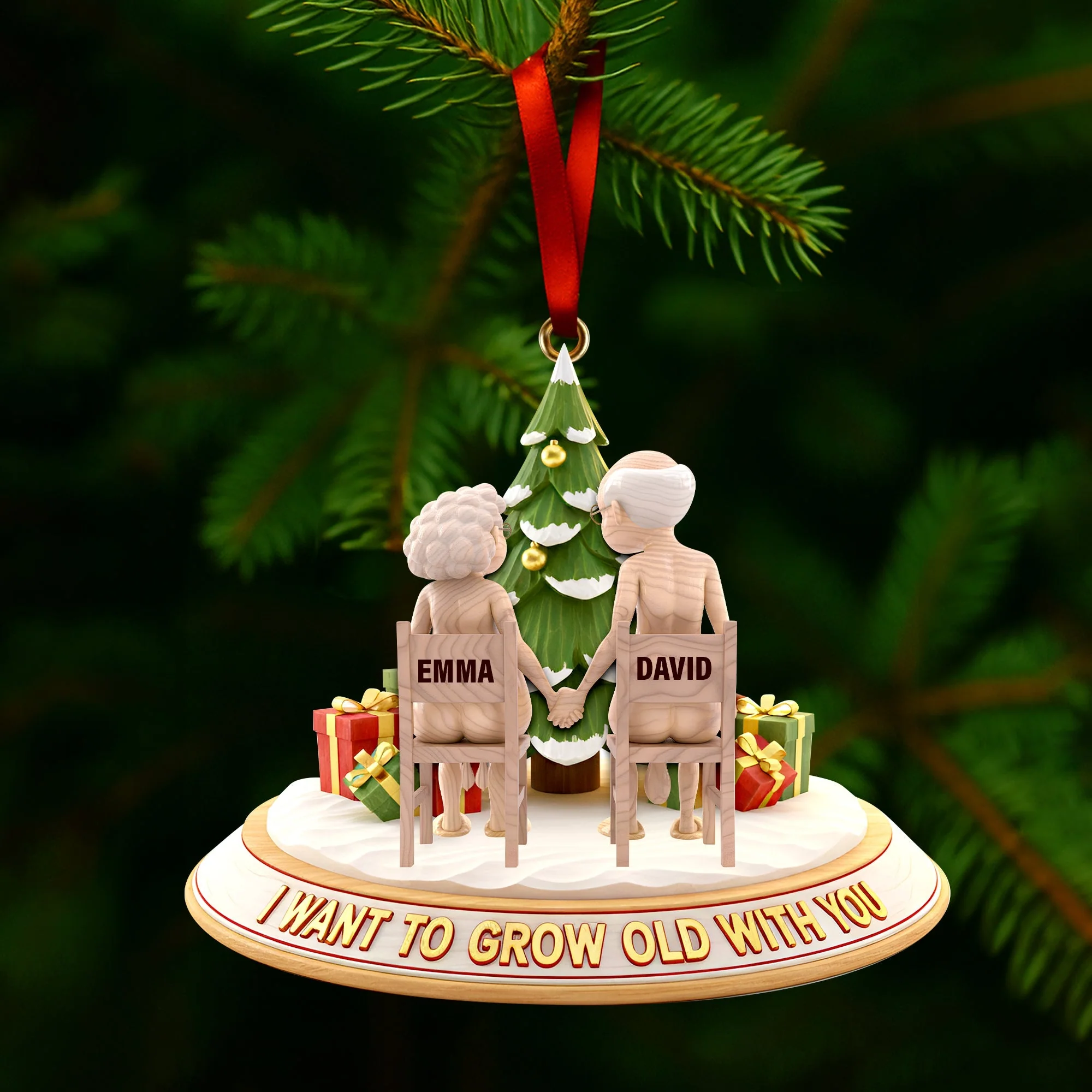 I Want To Grow With You - Personalized Acrylic Ornament - Christmas Gift For Old Couples NL122 - Image 3