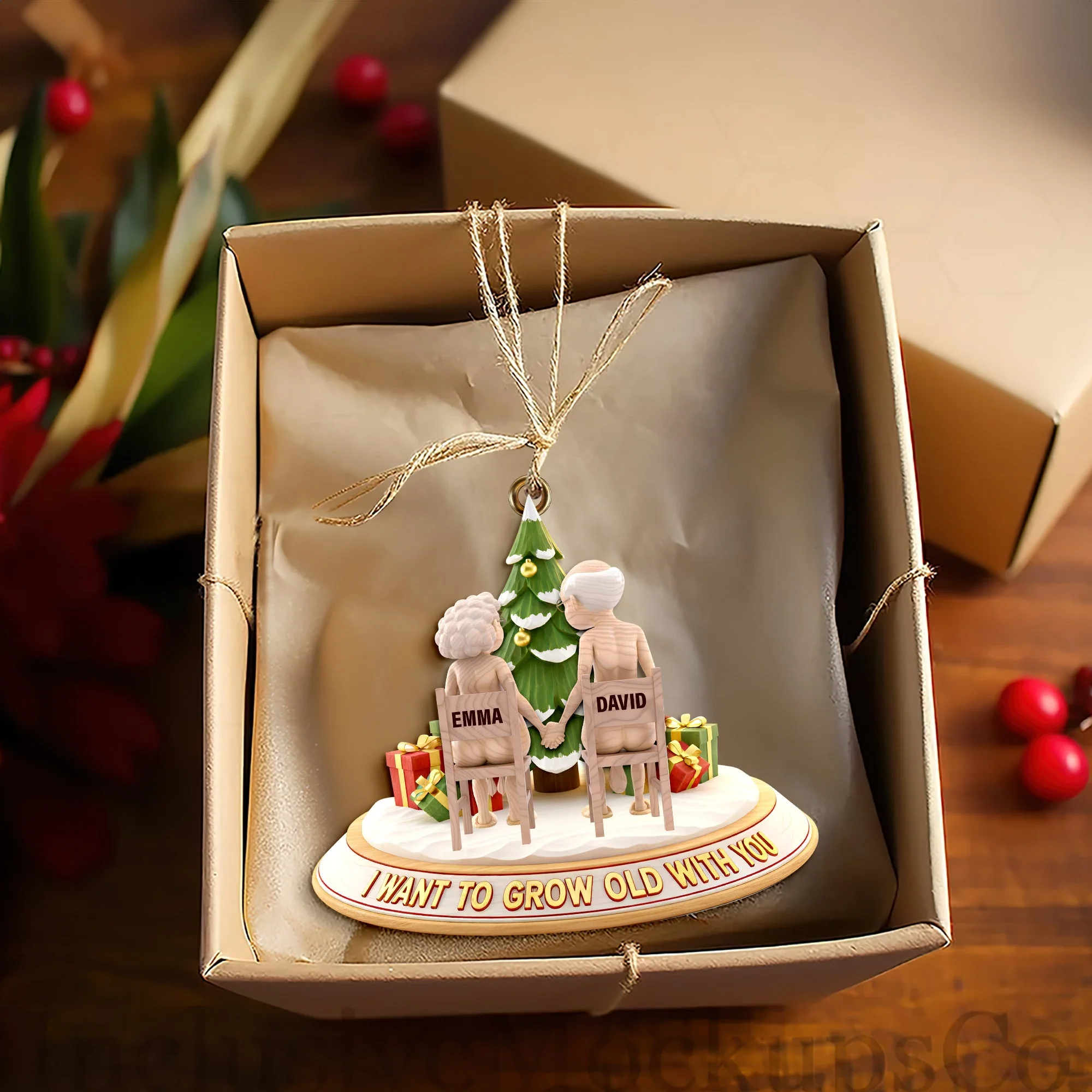 I Want To Grow With You - Personalized Acrylic Ornament - Christmas Gift For Old Couples NL122 - Image 4