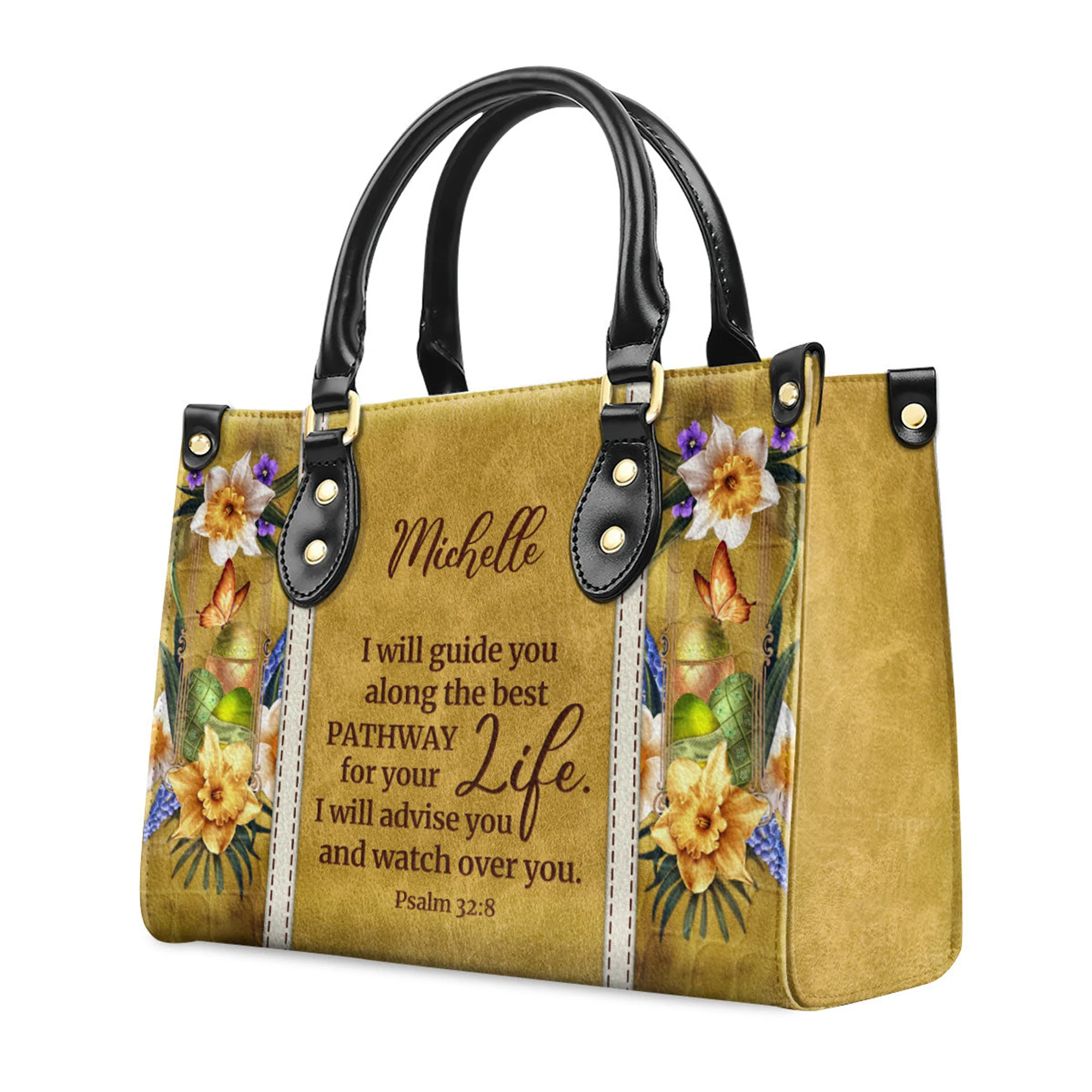 I Will Advise You And Watch Over You - Beautiful Personalized Leather Handbag - AT4080827 - Image 3