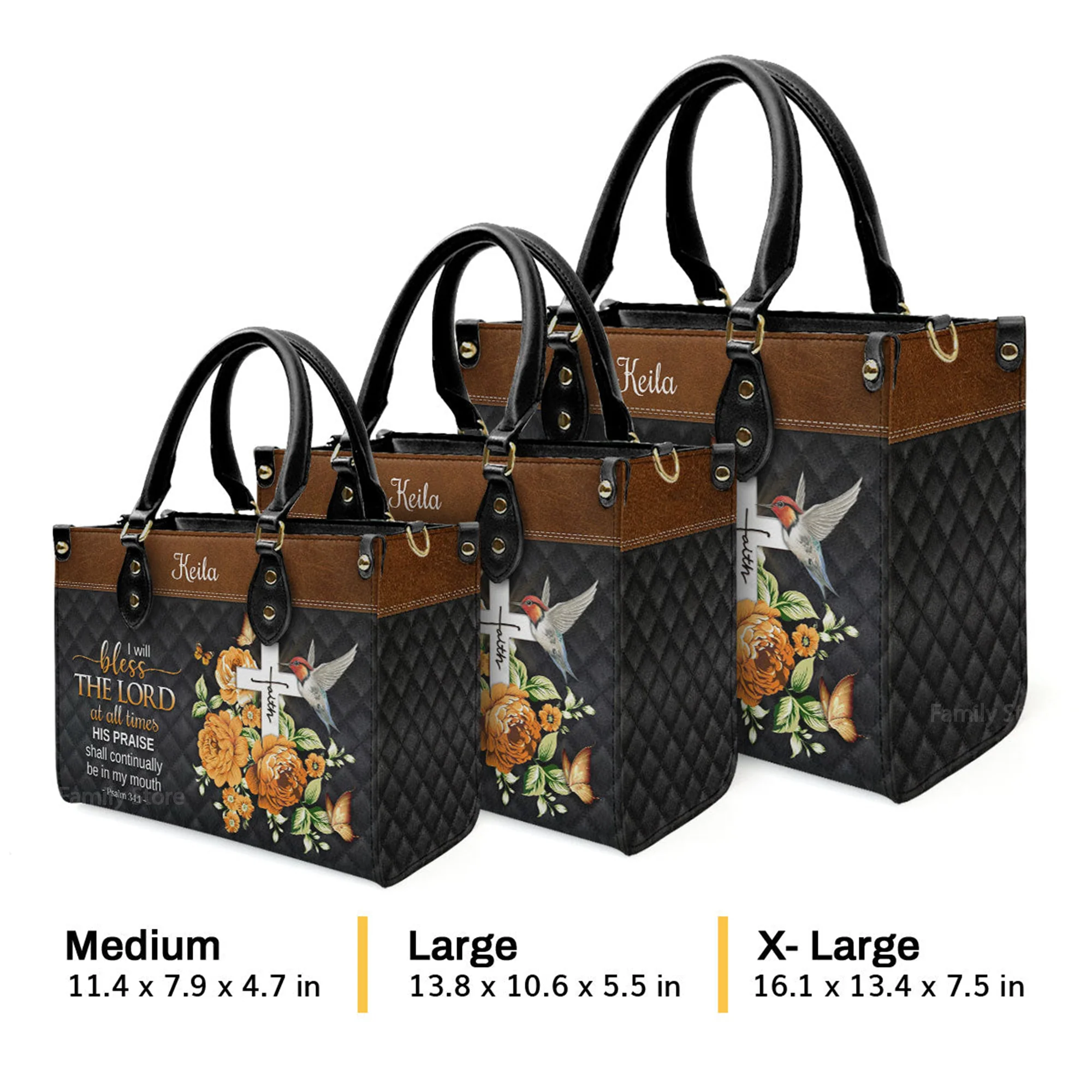 I Will Bless The Lord At All Times - Thoughtful Gift For Christians - Personalized Leather Handbag With Handle - AT4080828 - Image 4
