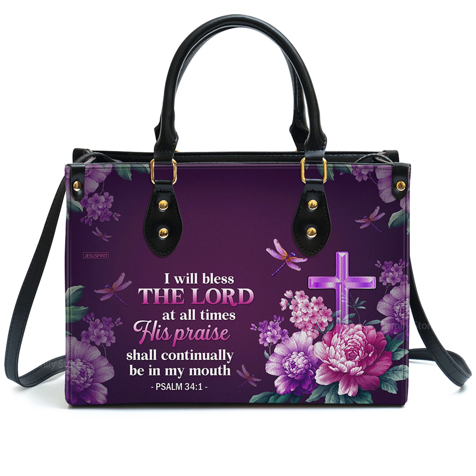 I Will Bless The Lord - Scripture Gifts For Women Of God - Personalized Leather Handbag With Handle - AT4081322 - Image 2