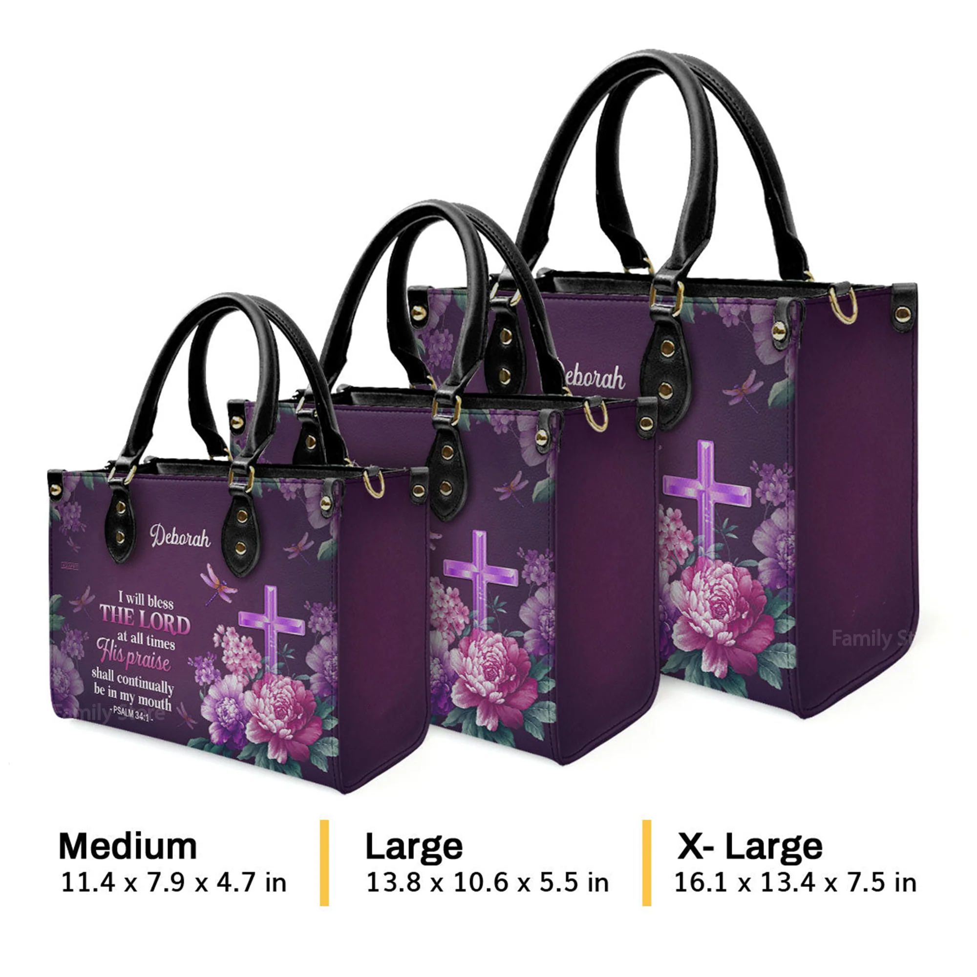 I Will Bless The Lord - Scripture Gifts For Women Of God - Personalized Leather Handbag With Handle - AT4081322 - Image 4