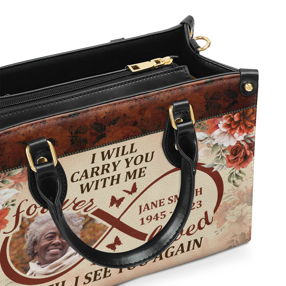 I Will Carry You With Me Until I See You Again - Personalized Leather Handbag - Gift Remember for Family HD95 - Image 2