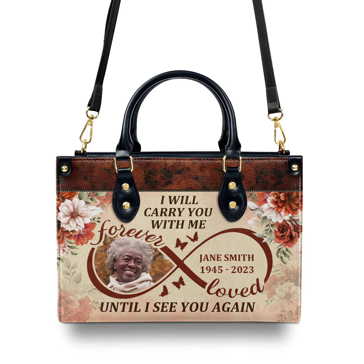 I Will Carry You With Me Until I See You Again - Personalized Leather Handbag - Gift Remember for Family HD95 - Image 3