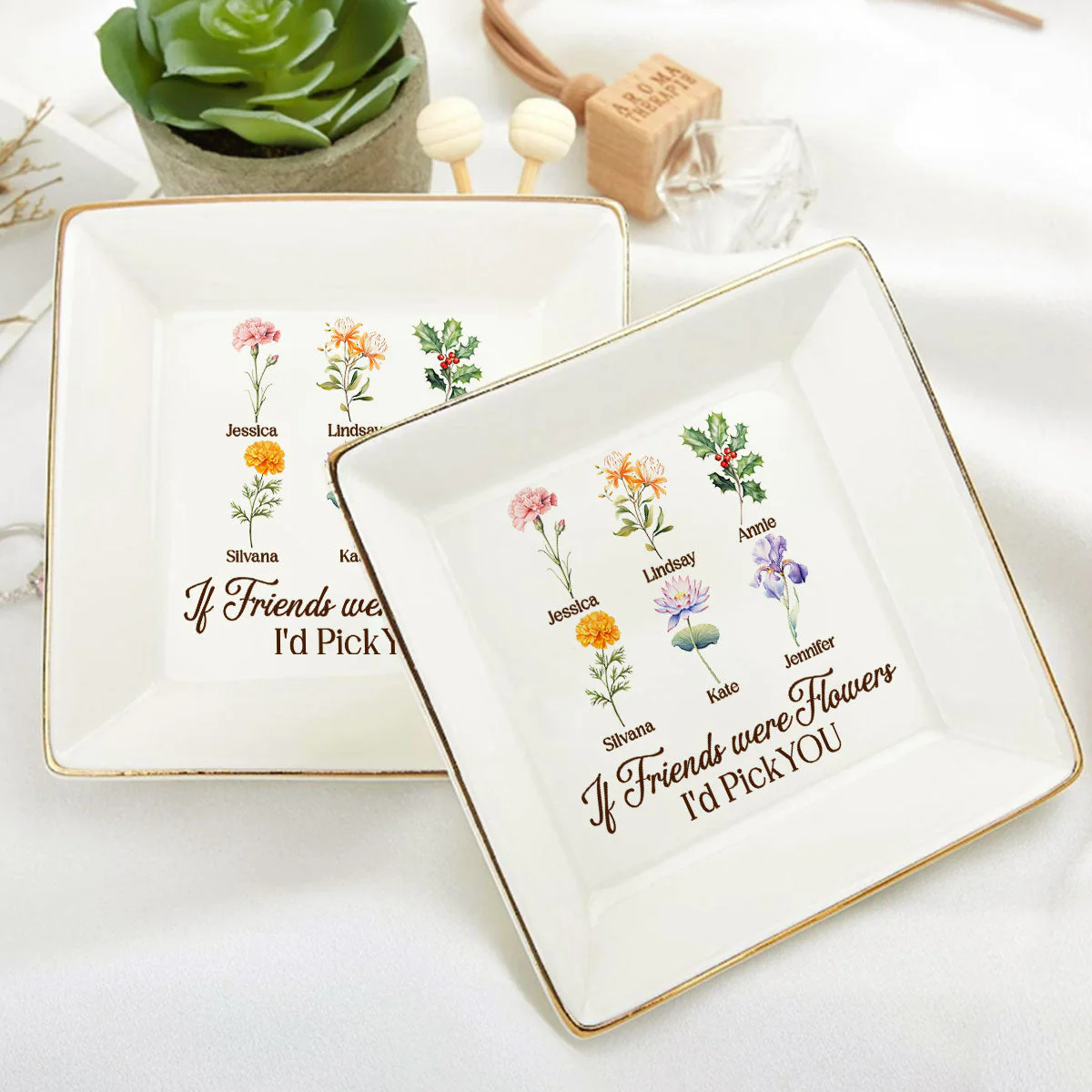 If Friends Were Flowers I'd Pick You - Personalized Jewelry Dish - Gift For Grandma, Mom, Girlfriend, Wife, Bestie, Sister - NH96 - Image 6