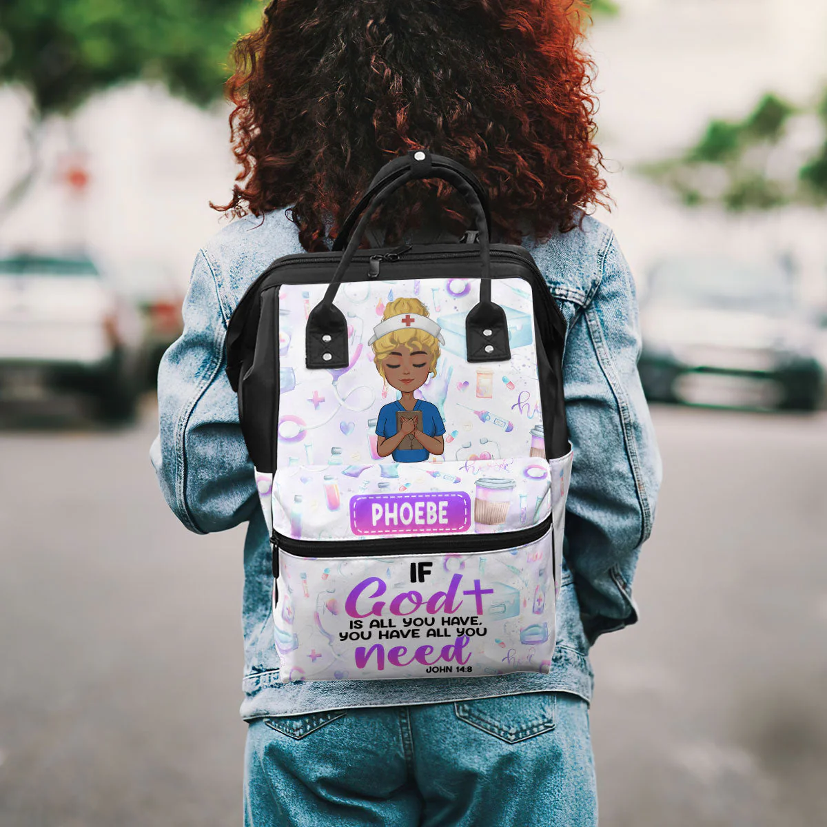 If God Is All You Have - Personalized Duckbilled Backpack - Gift For Nurse HN02 - Image 3