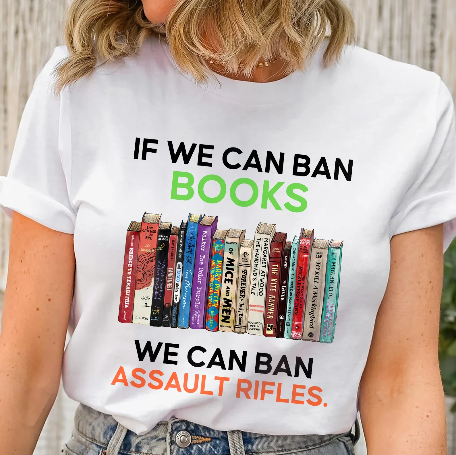 If We Can Ban Books We Can Ban Assault Rifles Book Lovers Gift T-Shirt - Image 3