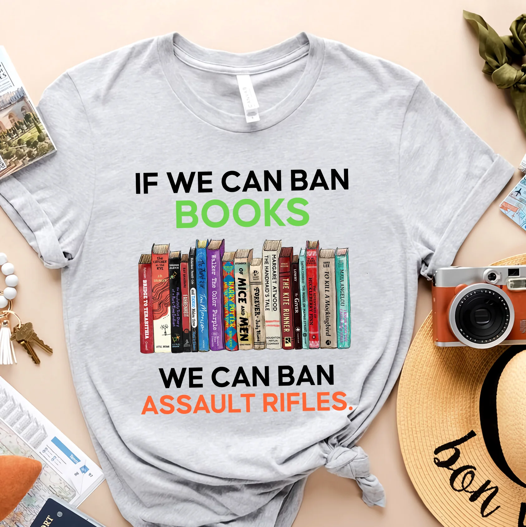 If We Can Ban Books We Can Ban Assault Rifles Book Lovers Gift T-Shirt - Image 4