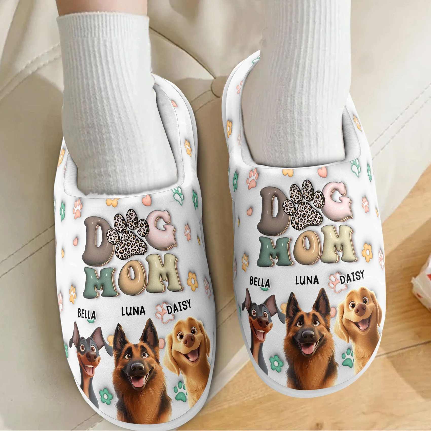 I'm A Cool Dog Mama Cartoon Dog 3D Inflated Effect - Personalized Slippers - Gift for Pet Owners, Pet Lovers, Dog Mom | CLP15 NH96 - Image 6