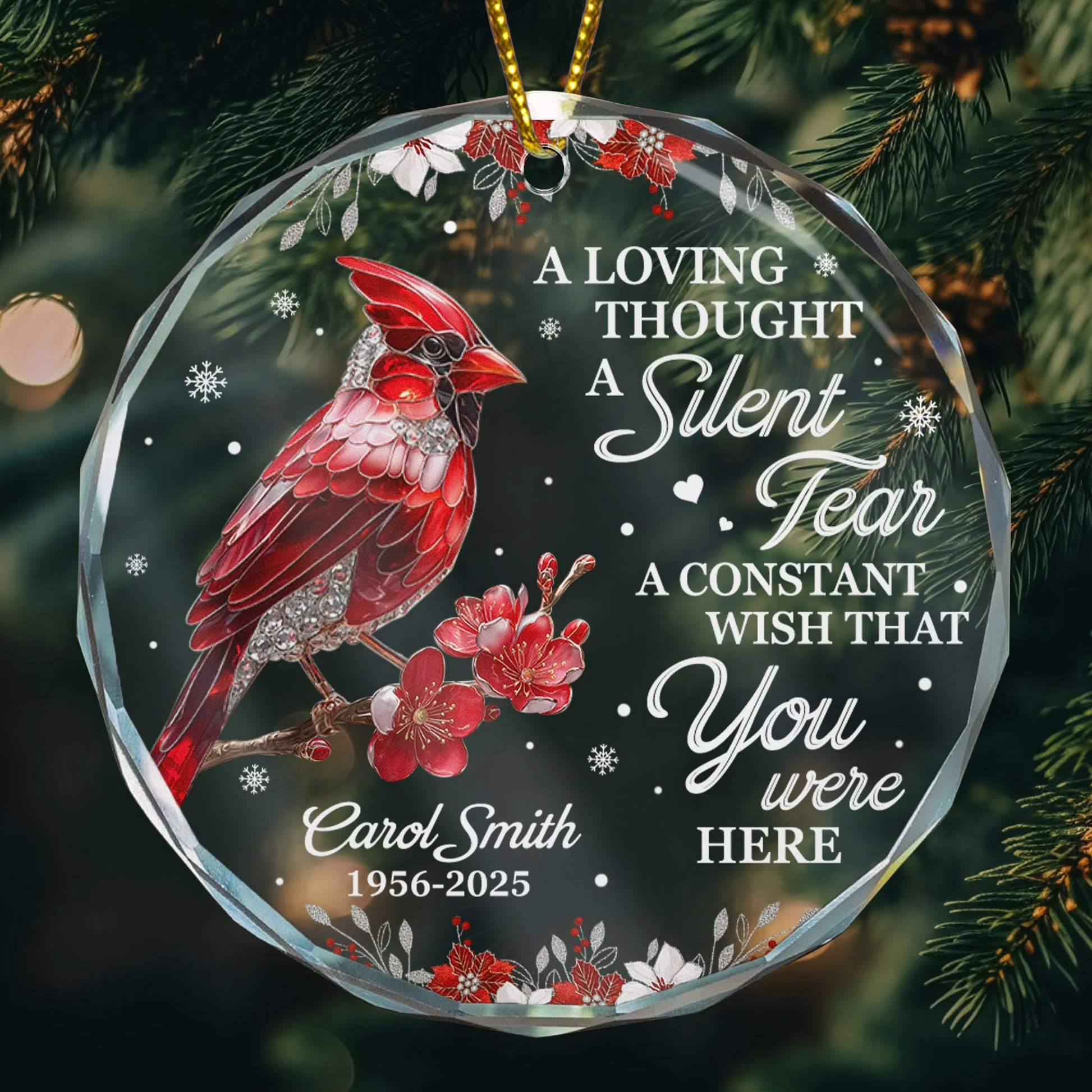 I'm Always With You Cardinal Hummingbird Memorial Gift - Personalized Glass Ornament TD118