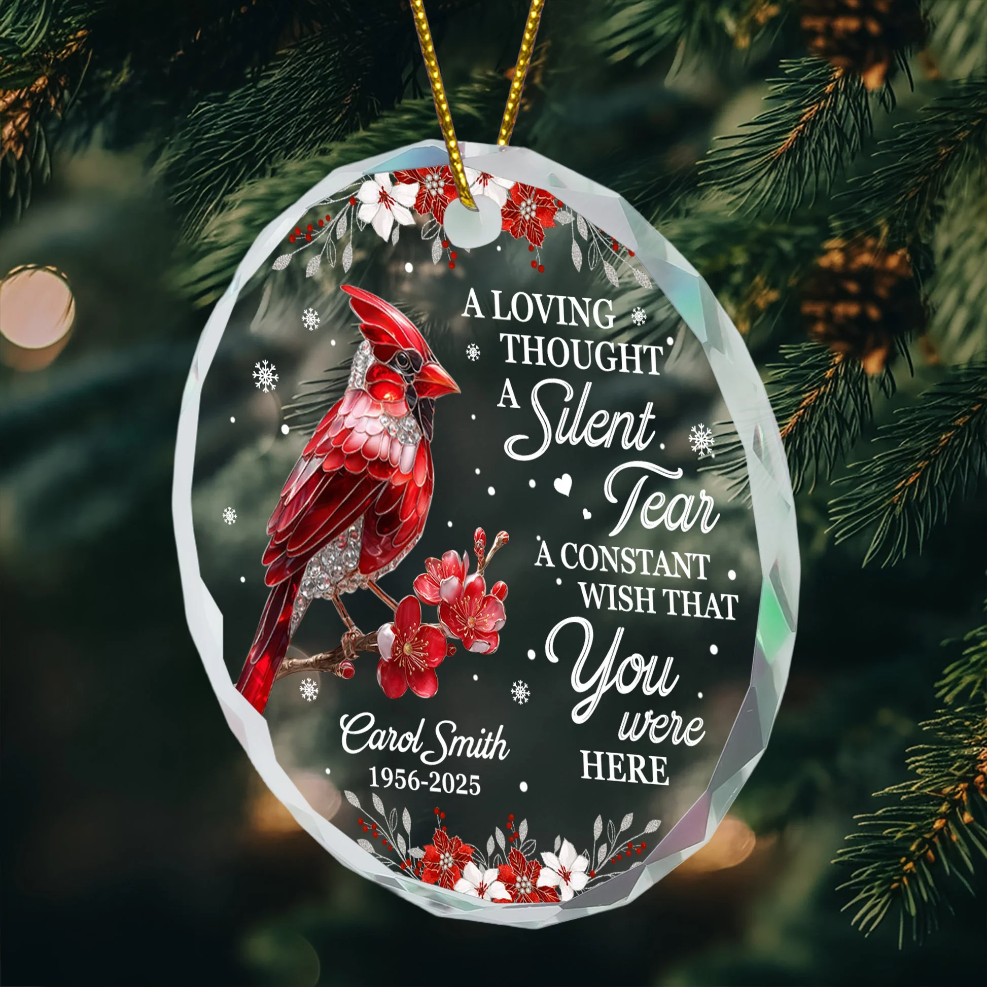 I'm Always With You Cardinal Hummingbird Memorial Gift - Personalized Glass Ornament TD118 - Image 2