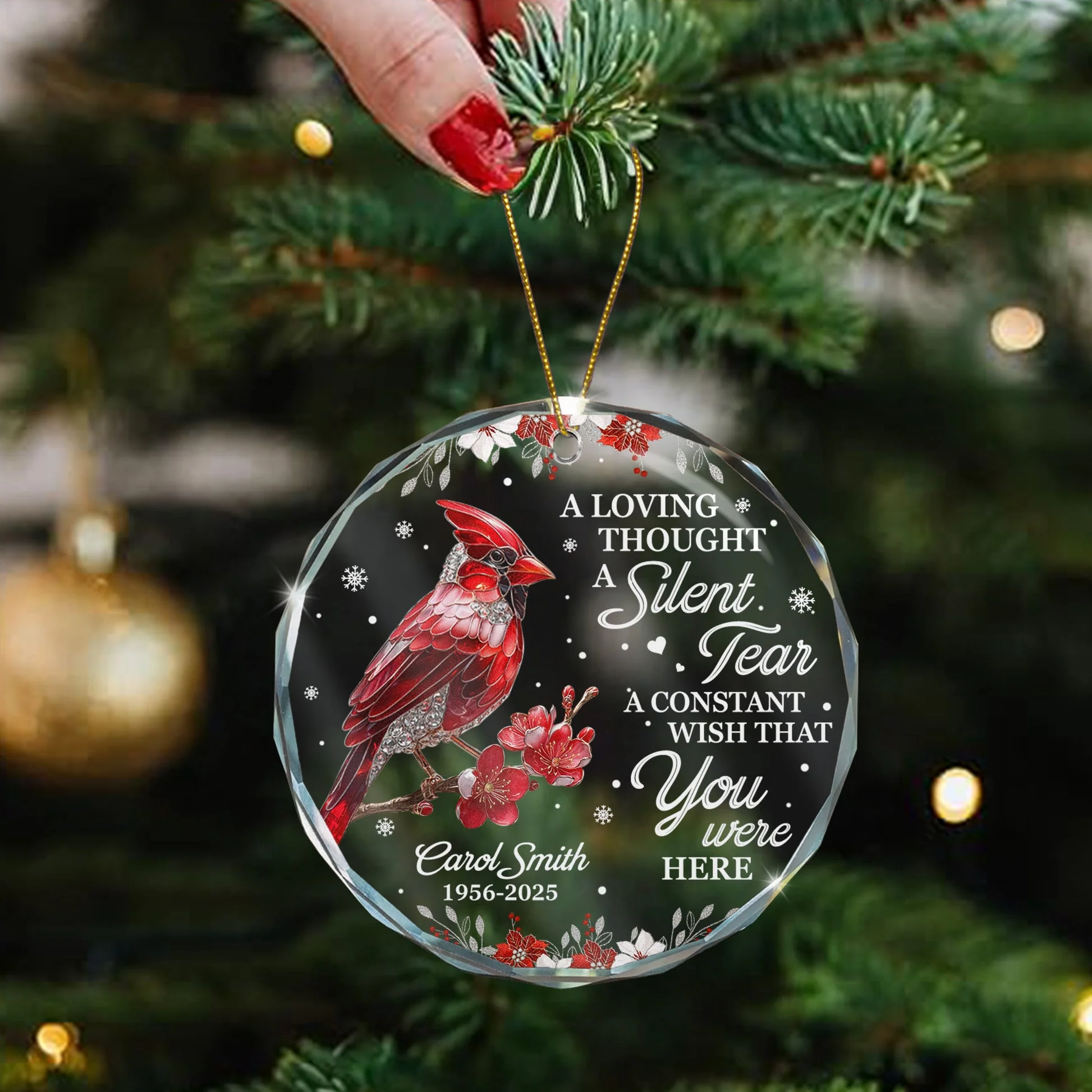 I'm Always With You Cardinal Hummingbird Memorial Gift - Personalized Glass Ornament TD118 - Image 4