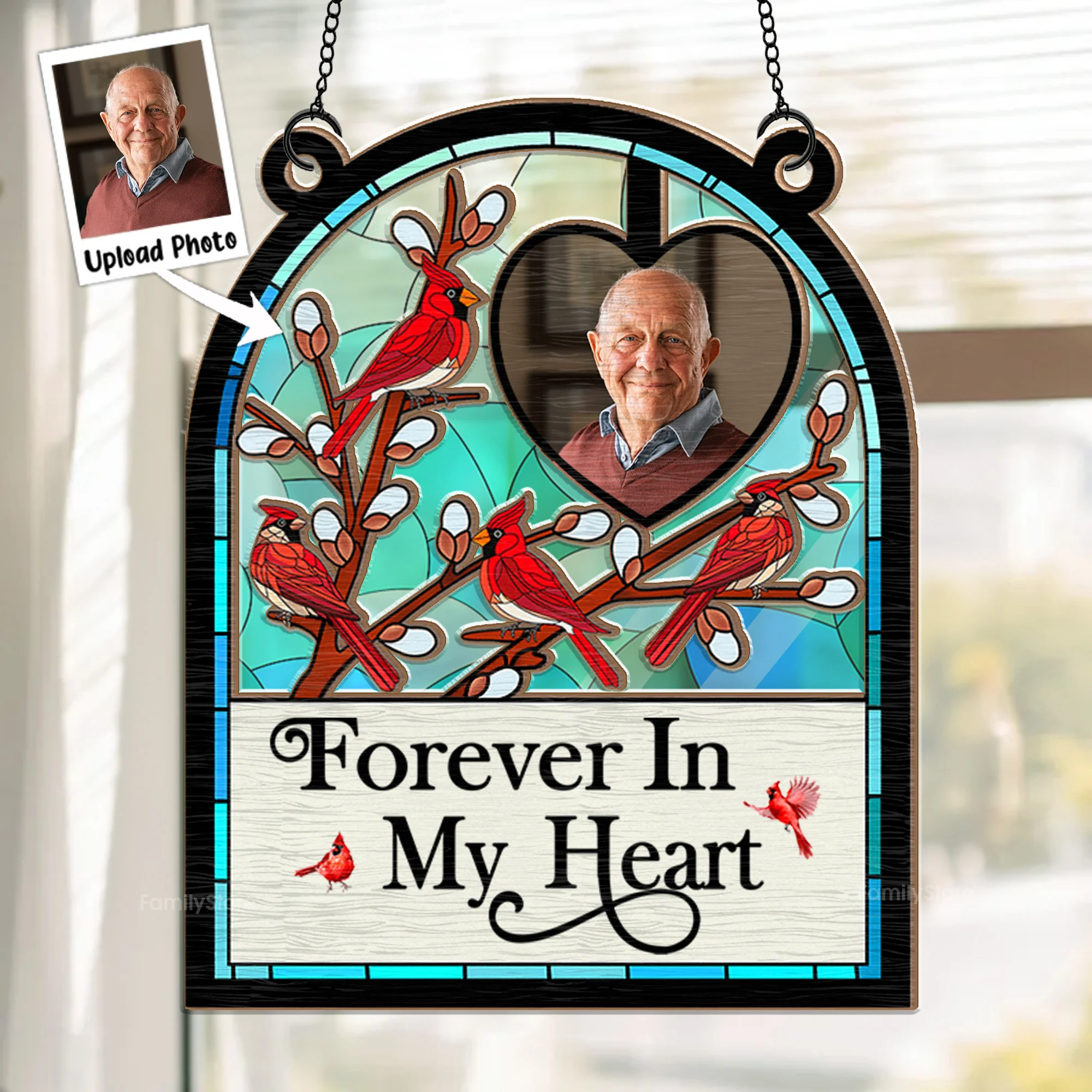 I'm Always With You Memorial Bird - Memorial Gift - Personalized Window Hanging Window Hanging Suncatcher Ornament - NA94