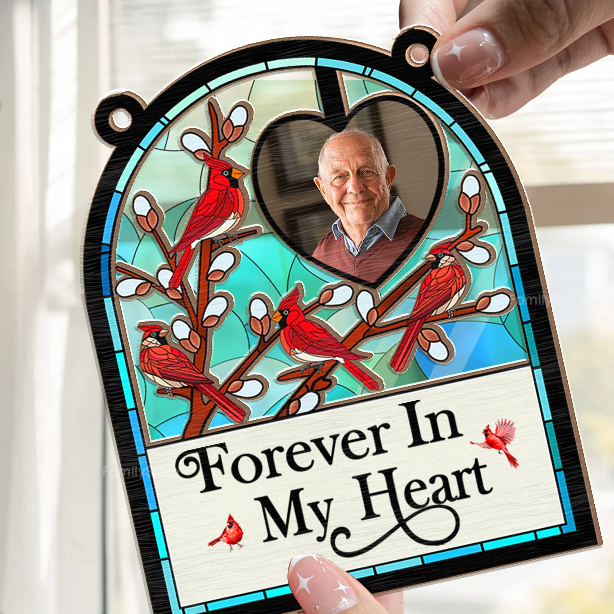 I'm Always With You Memorial Bird - Memorial Gift - Personalized Window Hanging Window Hanging Suncatcher Ornament - NA94 - Image 2