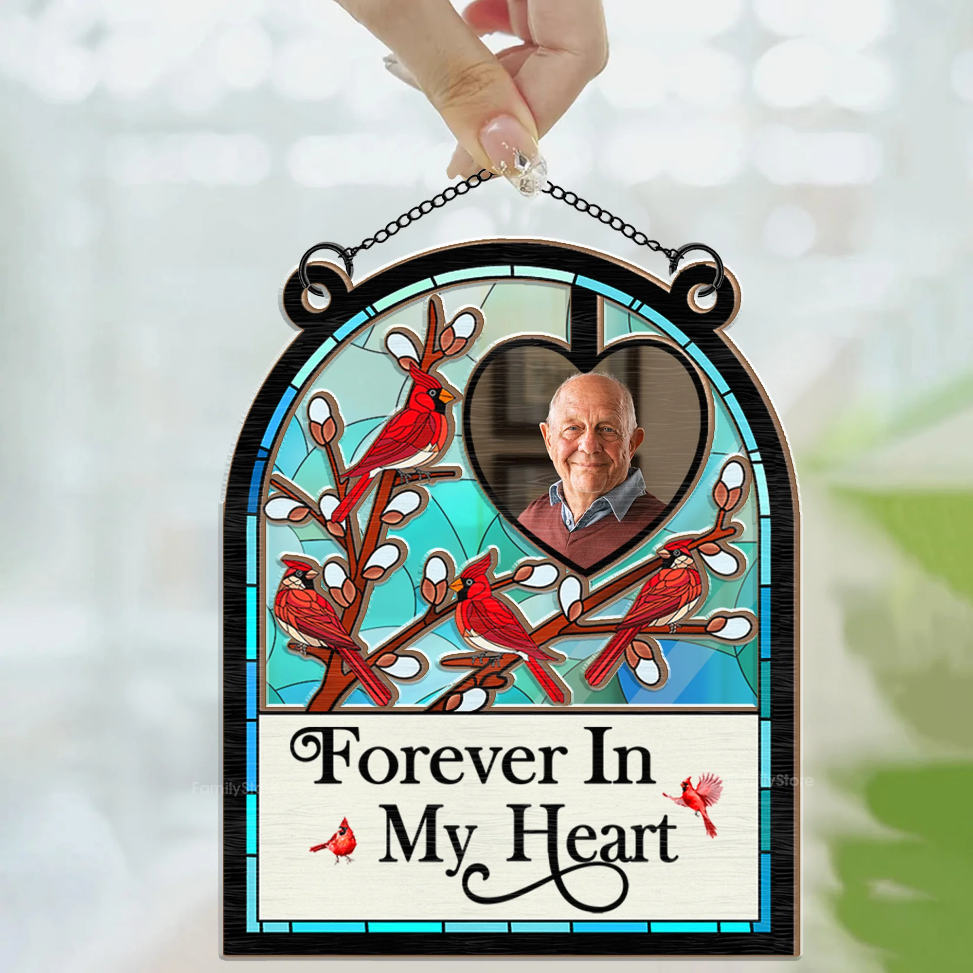 I'm Always With You Memorial Bird - Memorial Gift - Personalized Window Hanging Window Hanging Suncatcher Ornament - NA94 - Image 3