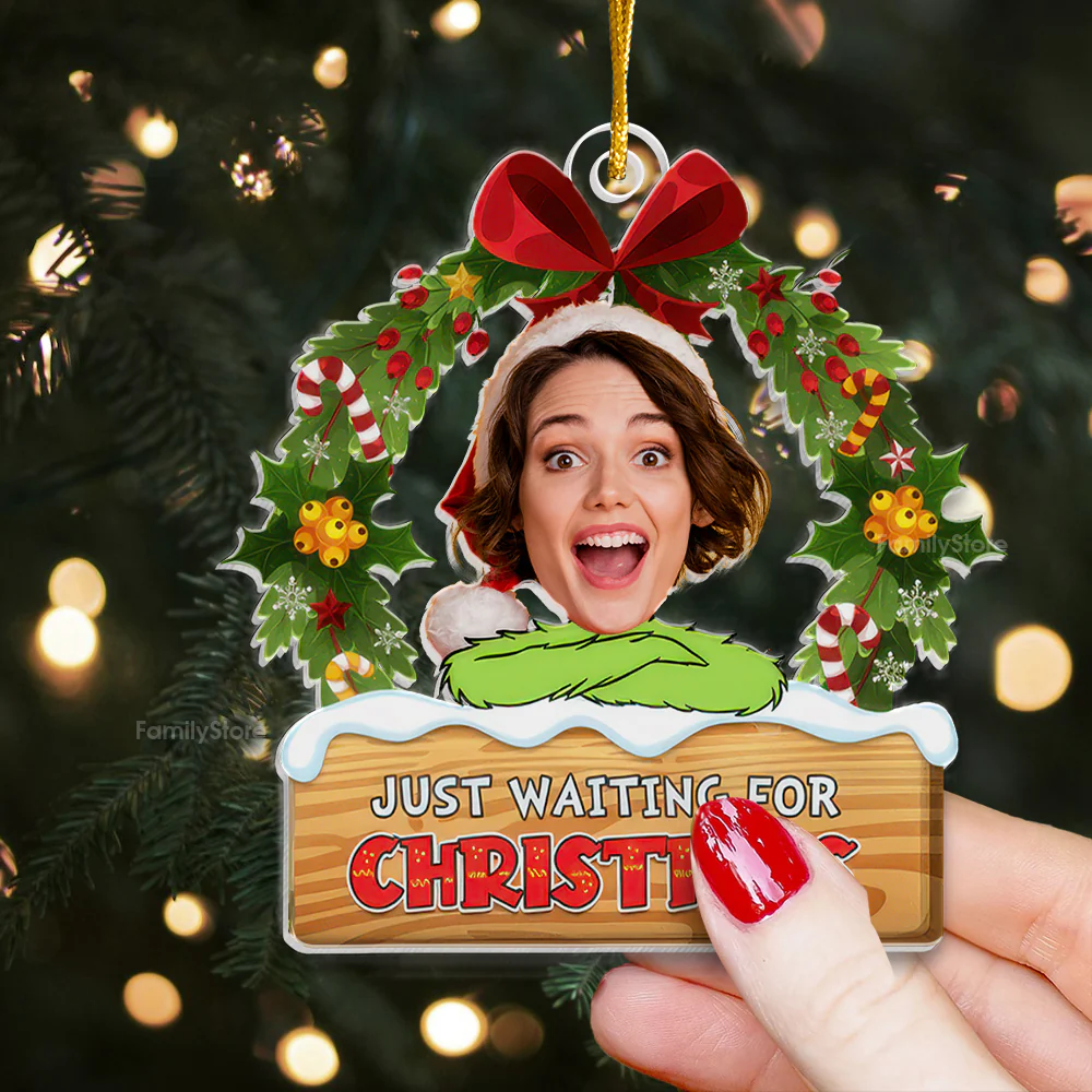 I'm Just Waiting For Christmas Cute Face - Gift For Family Members - Personalized Acrylic Ornament NA94 - Image 2