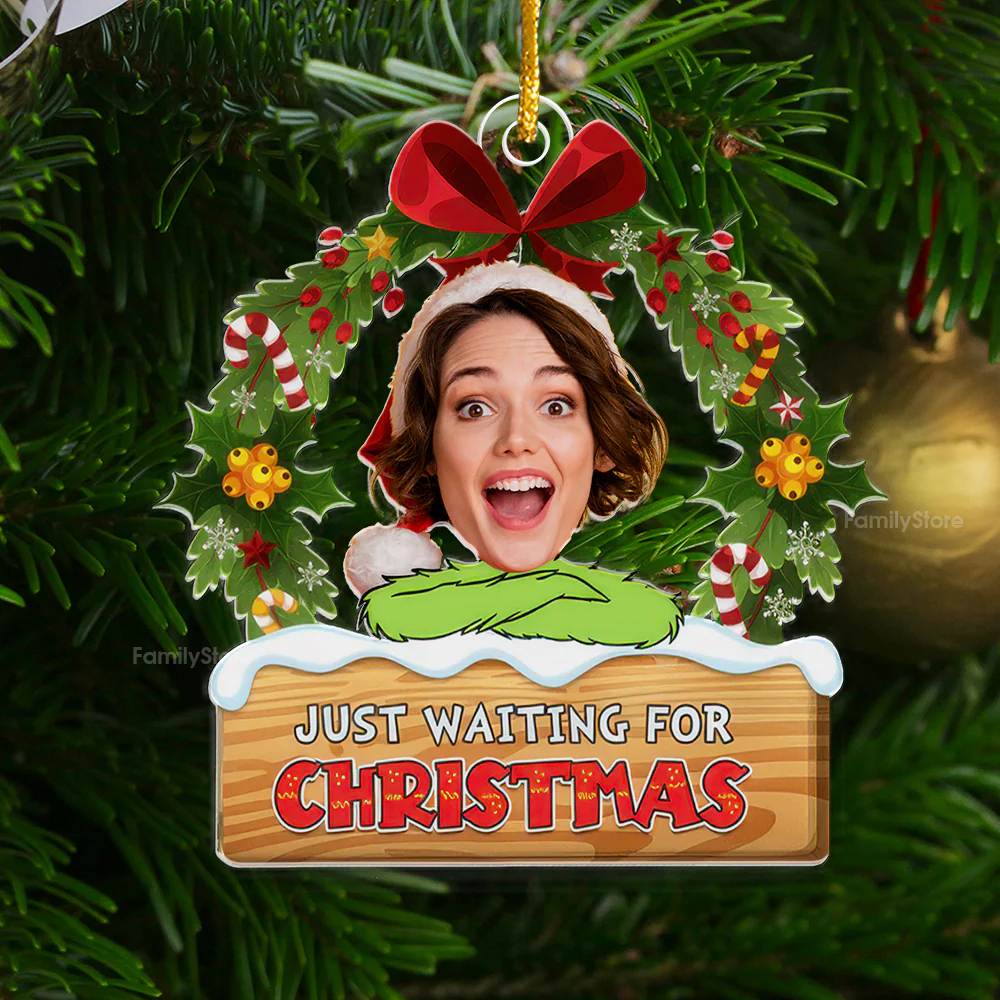 I'm Just Waiting For Christmas Cute Face - Gift For Family Members - Personalized Acrylic Ornament NA94 - Image 4