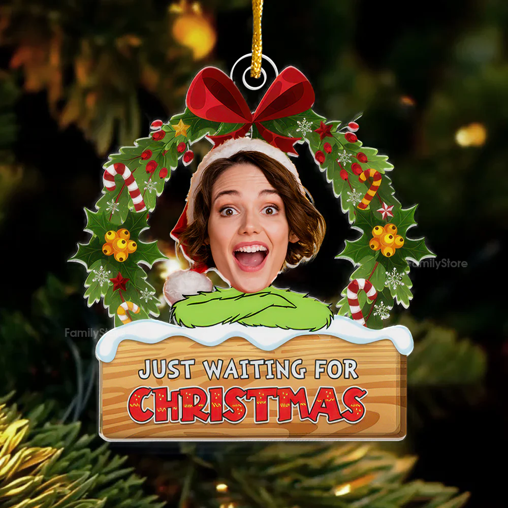 I'm Just Waiting For Christmas Cute Face - Gift For Family Members - Personalized Acrylic Ornament NA94 - Image 5